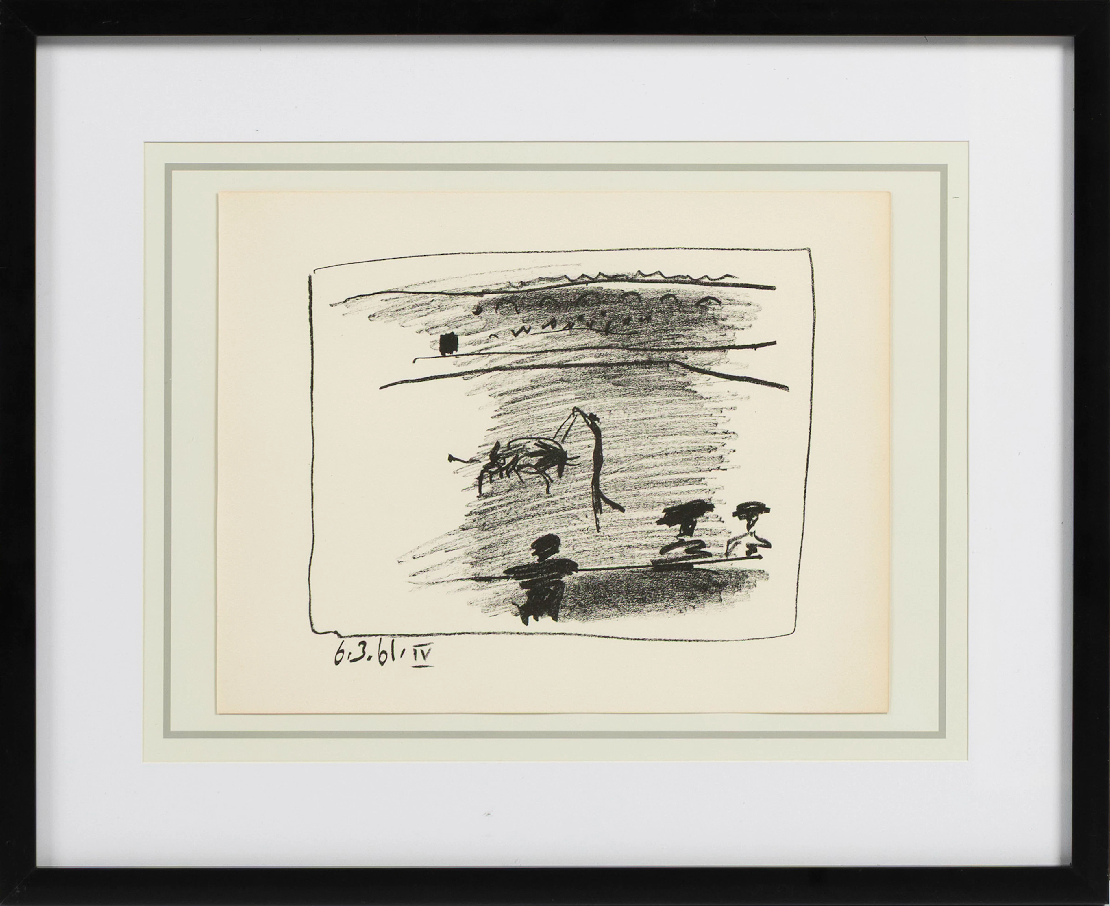 PABLO PICASSO. Originallitografi ur "A los Toros avec Picasso" 1961.