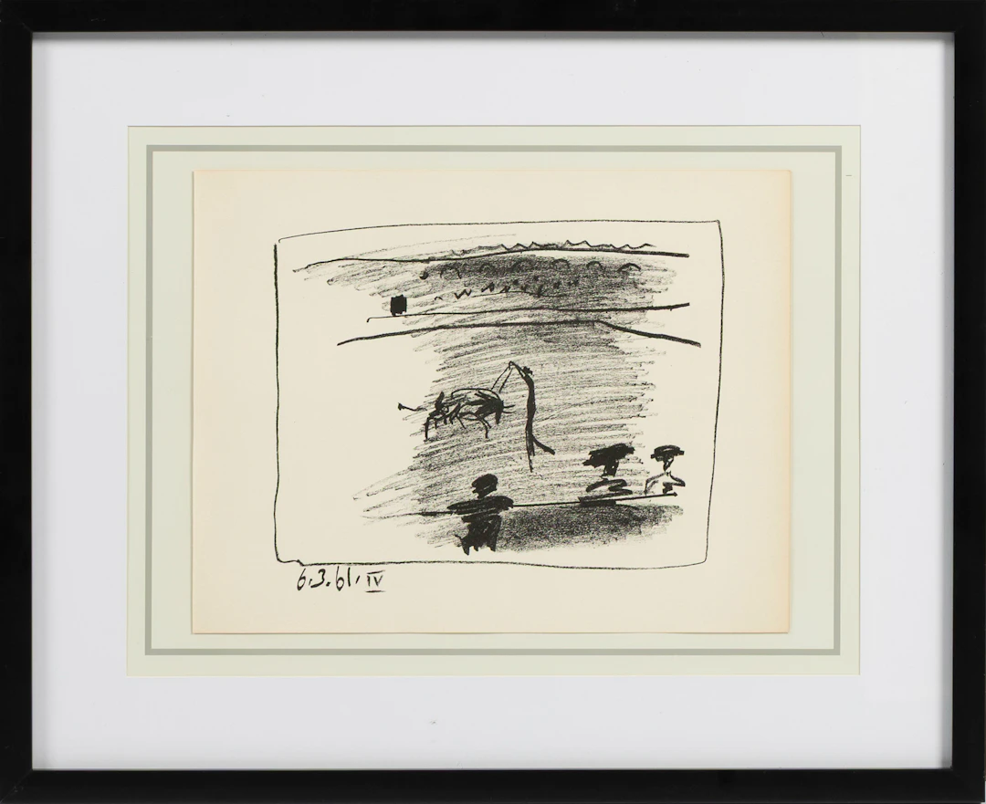 PABLO PICASSO. Originallitografi ur "A los Toros avec Picasso" 1961.