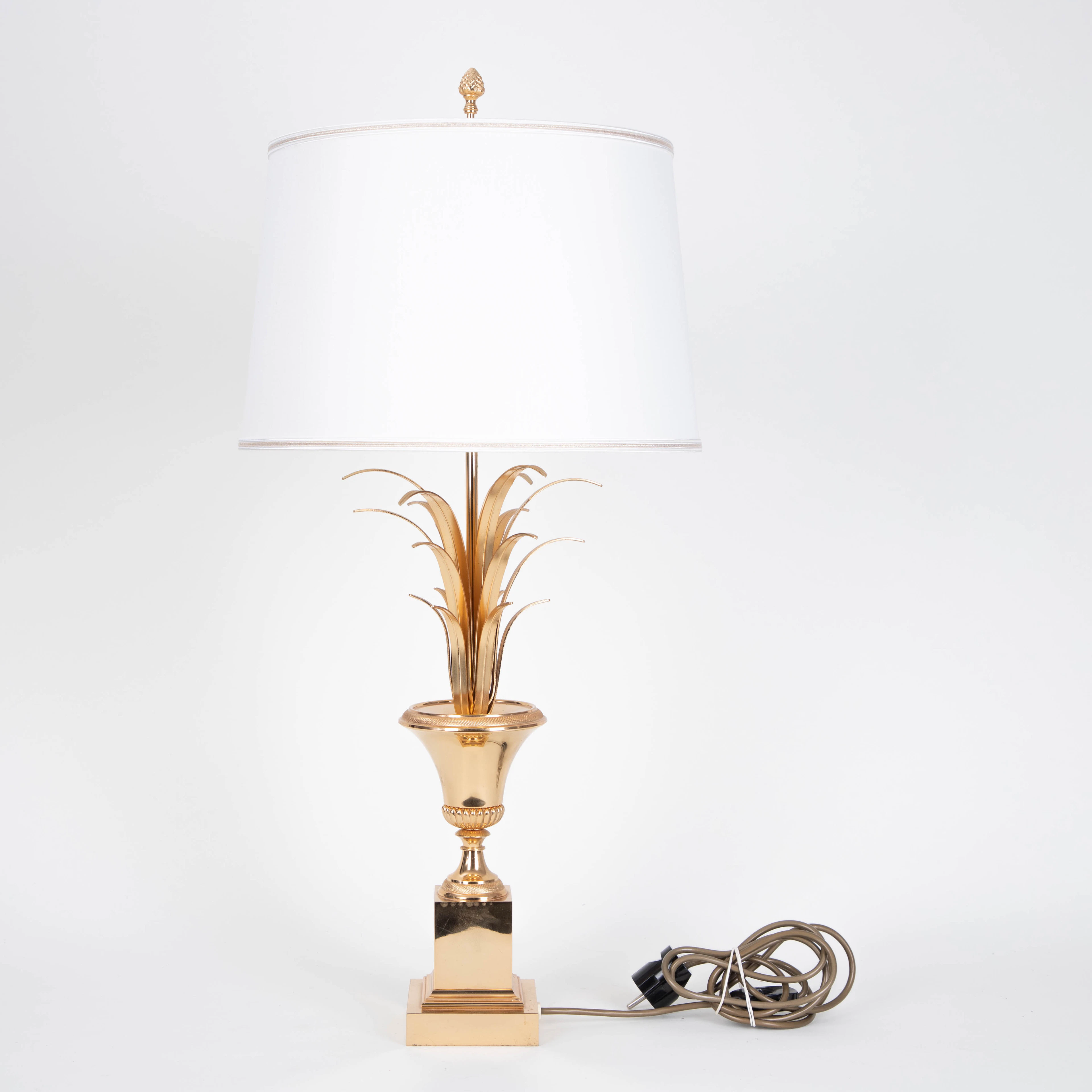 Tischlampe in Palmen Form, Messing, goldfarbig, 1980er-1990er Jahre.