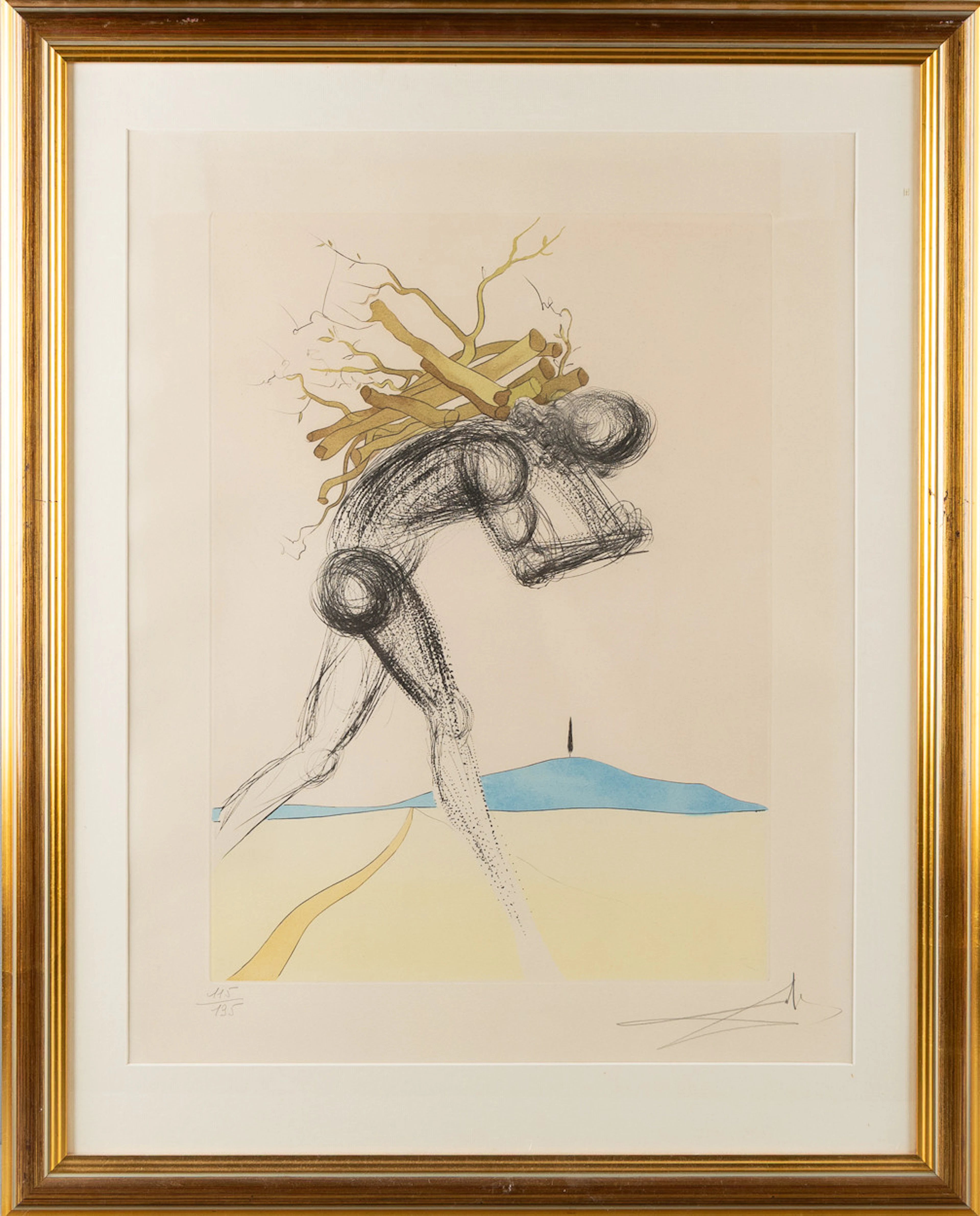 SALVADOR DALÍ. "Issachar", ur "The Twelve Tribes of Israel", etsning