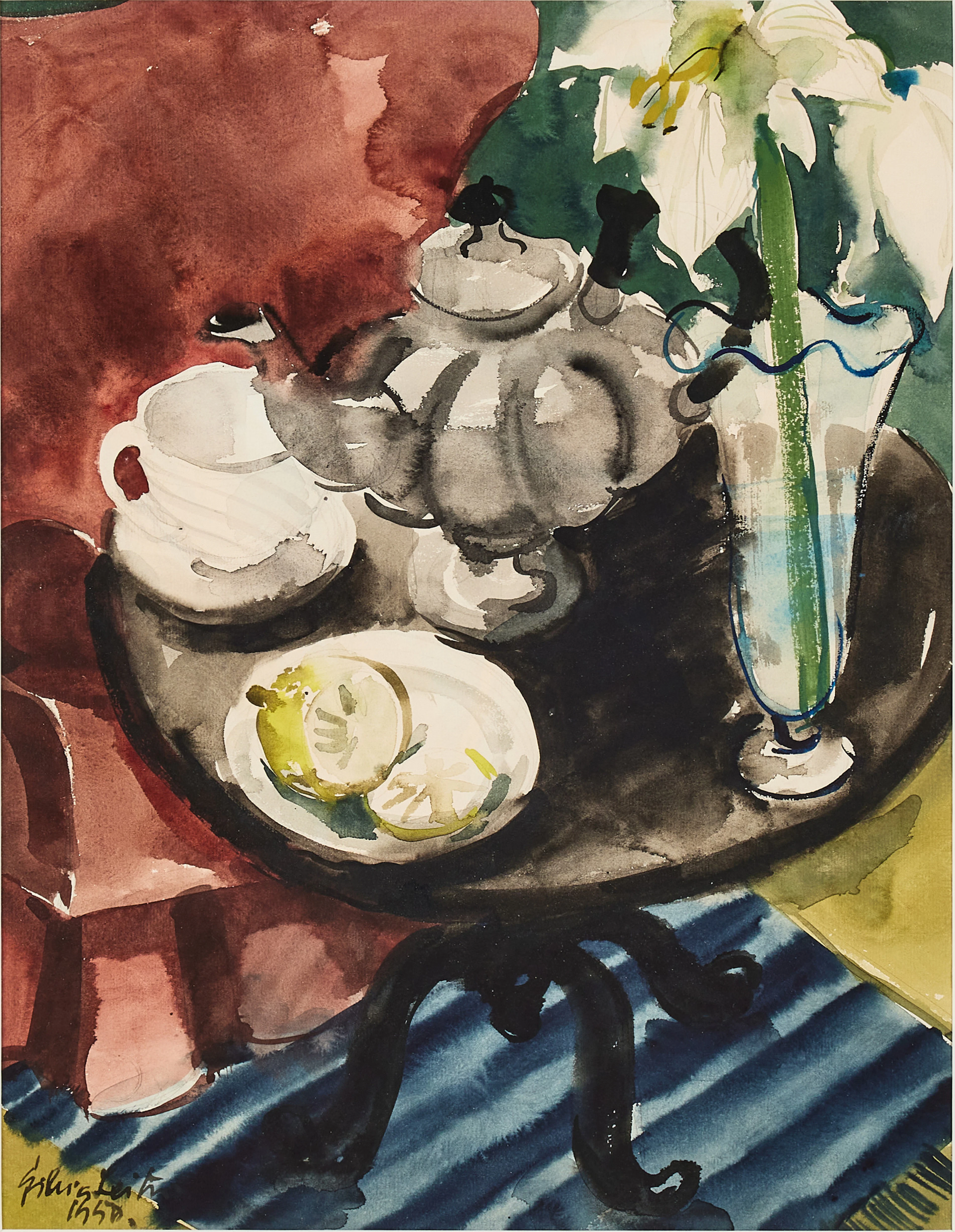 SILVIA LEITU-TANNBERG (ESTLAND 1912-1969). Stilleben, akvarell.