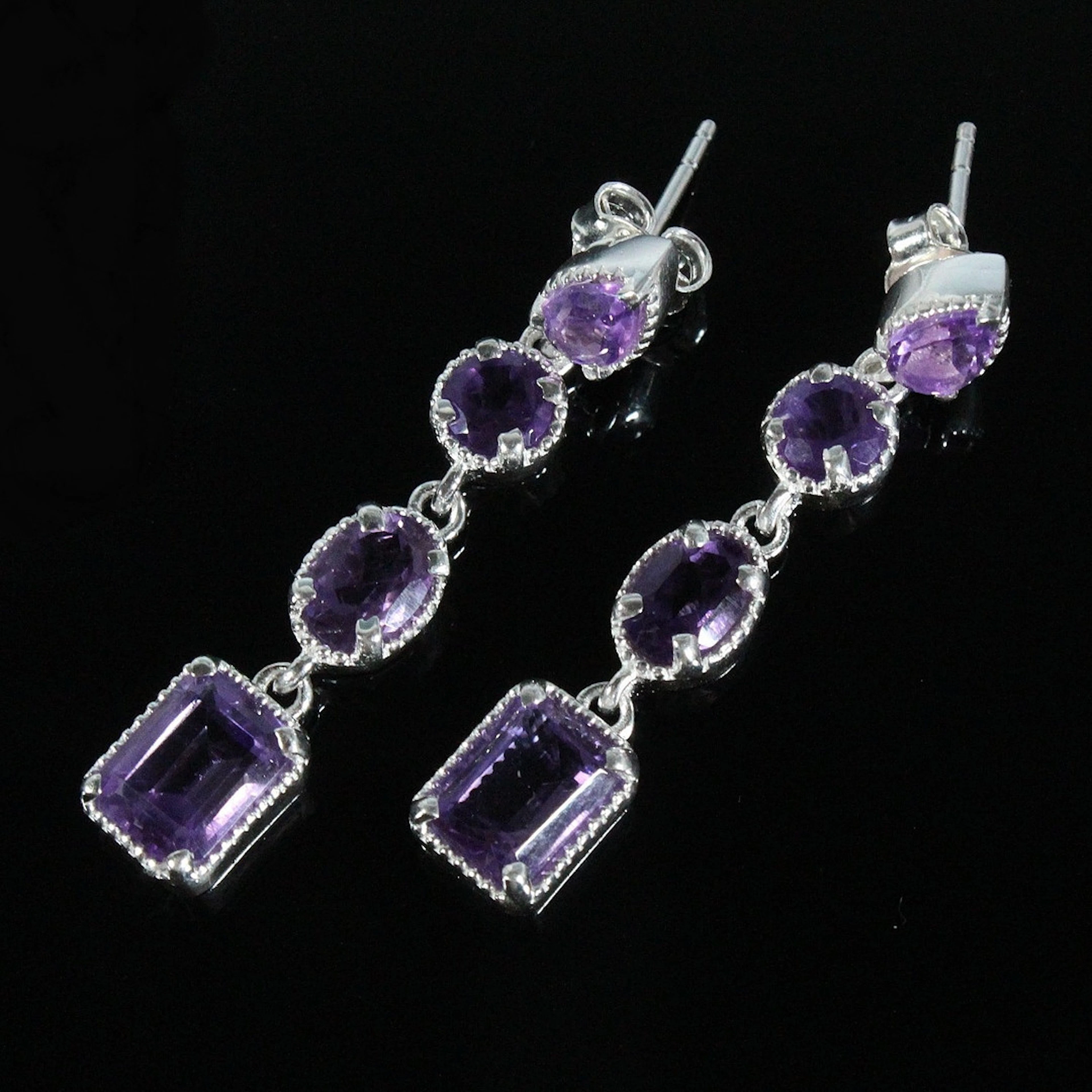 Ohrhänger mit Amethyst, 925er Silber.