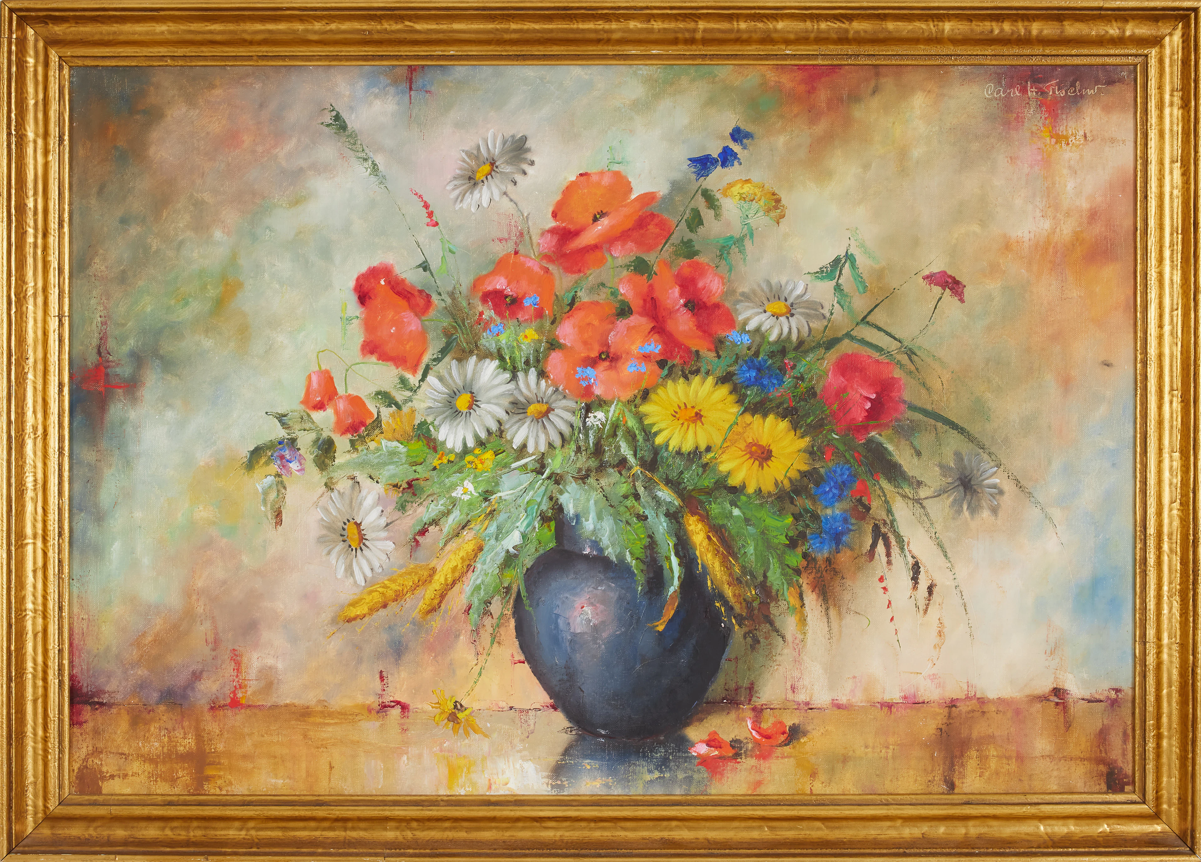 CARL HOLGER FISCHER. Blomsterstilleben, olja på duk, signerad.
