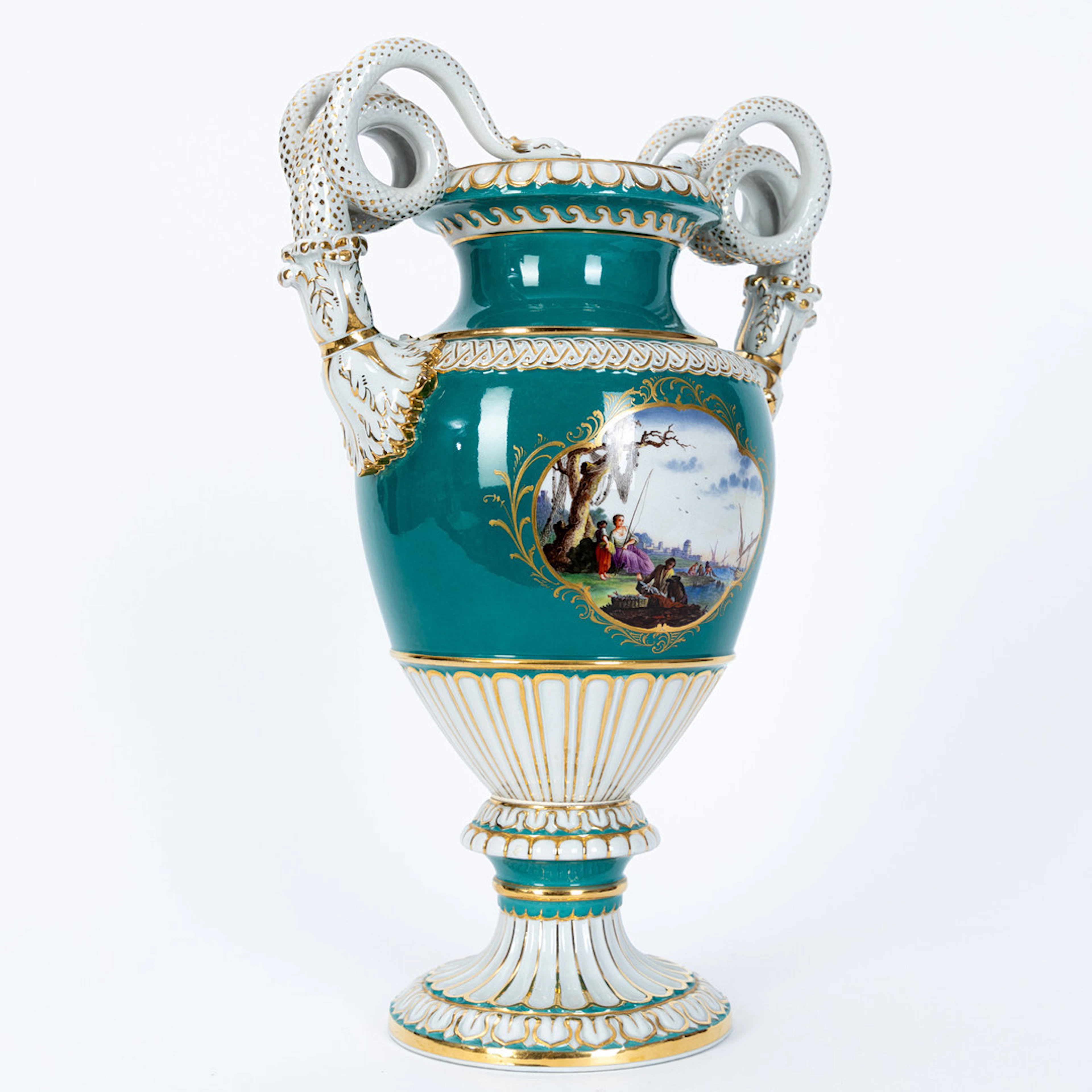ERNST AUGUST LEUTERITZ (1813 MEISSEN-1893 EBD.). Schlangenhenkelvase'