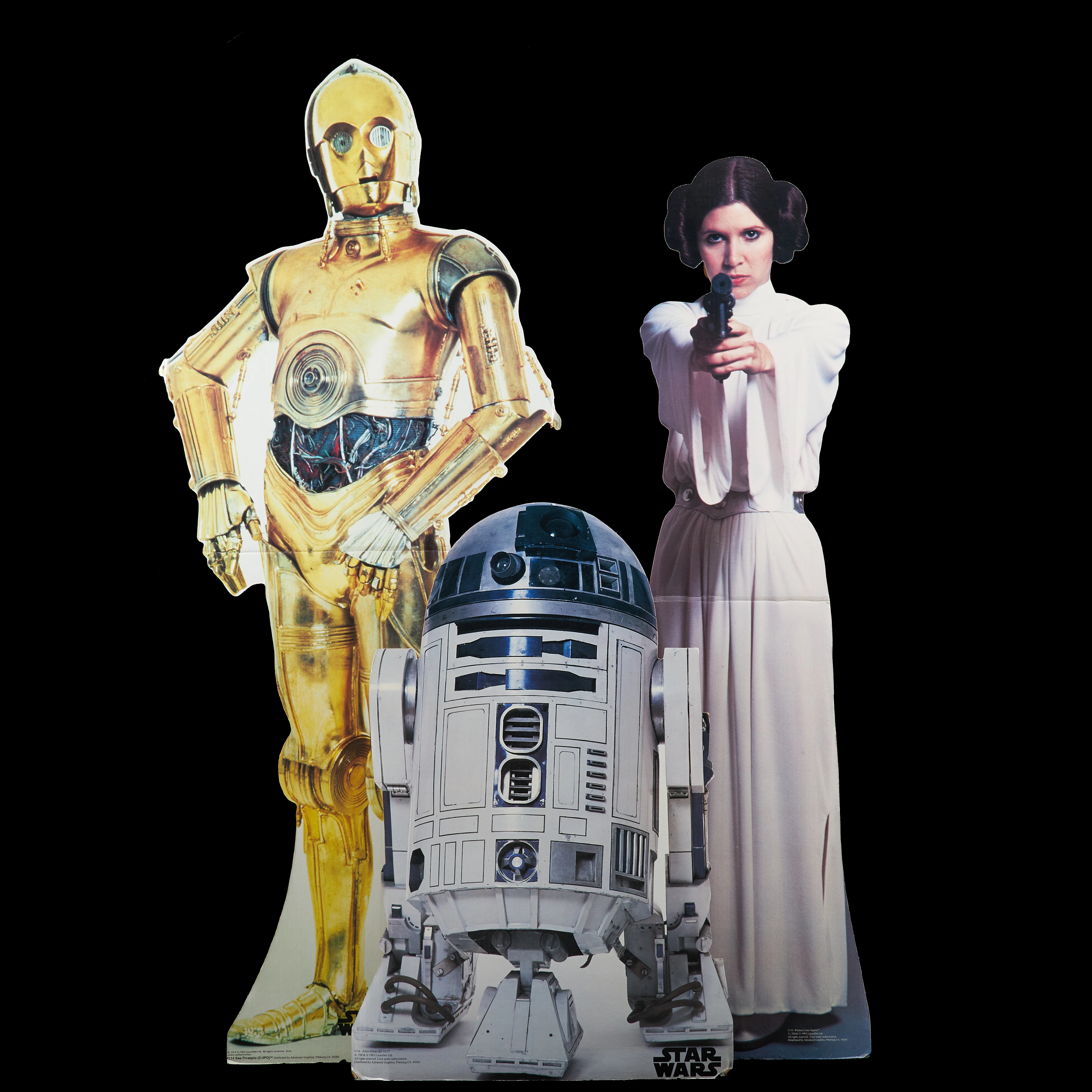 STAR WARS, Reklamskyltar, 3 st, C-3PO, R2-D2, Princess Leia Organa