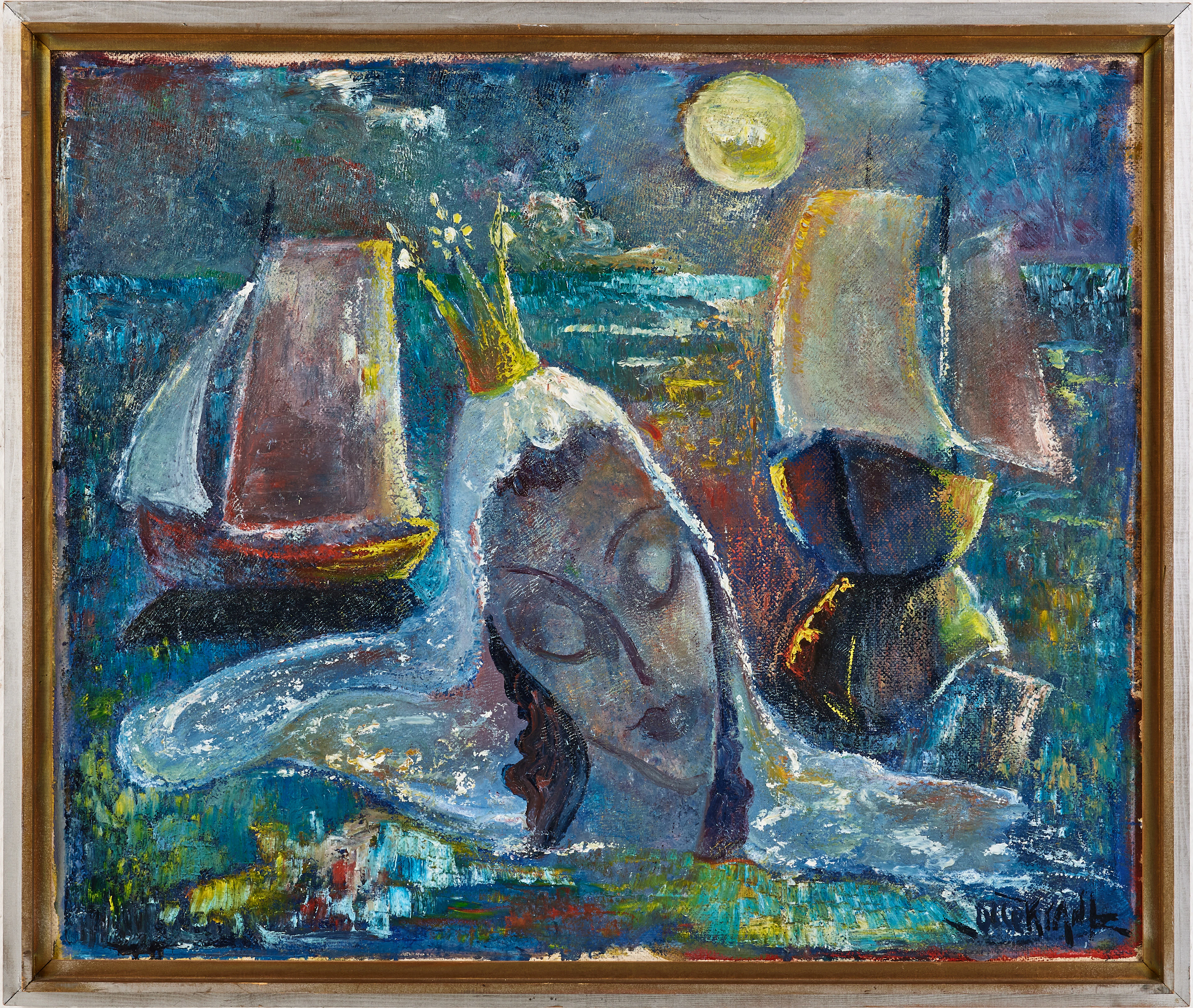 OLLE KRANTZ (1906-1999). abstrakt figurkomposition, olja på duk, signerad.