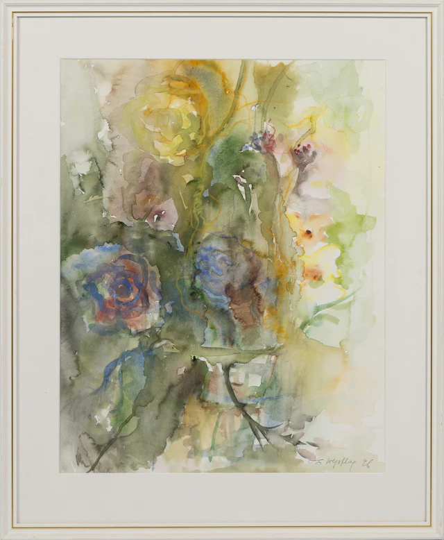 ELISABETH WEISFLOG. "Blommor", akvarell, signerad, daterad -96.