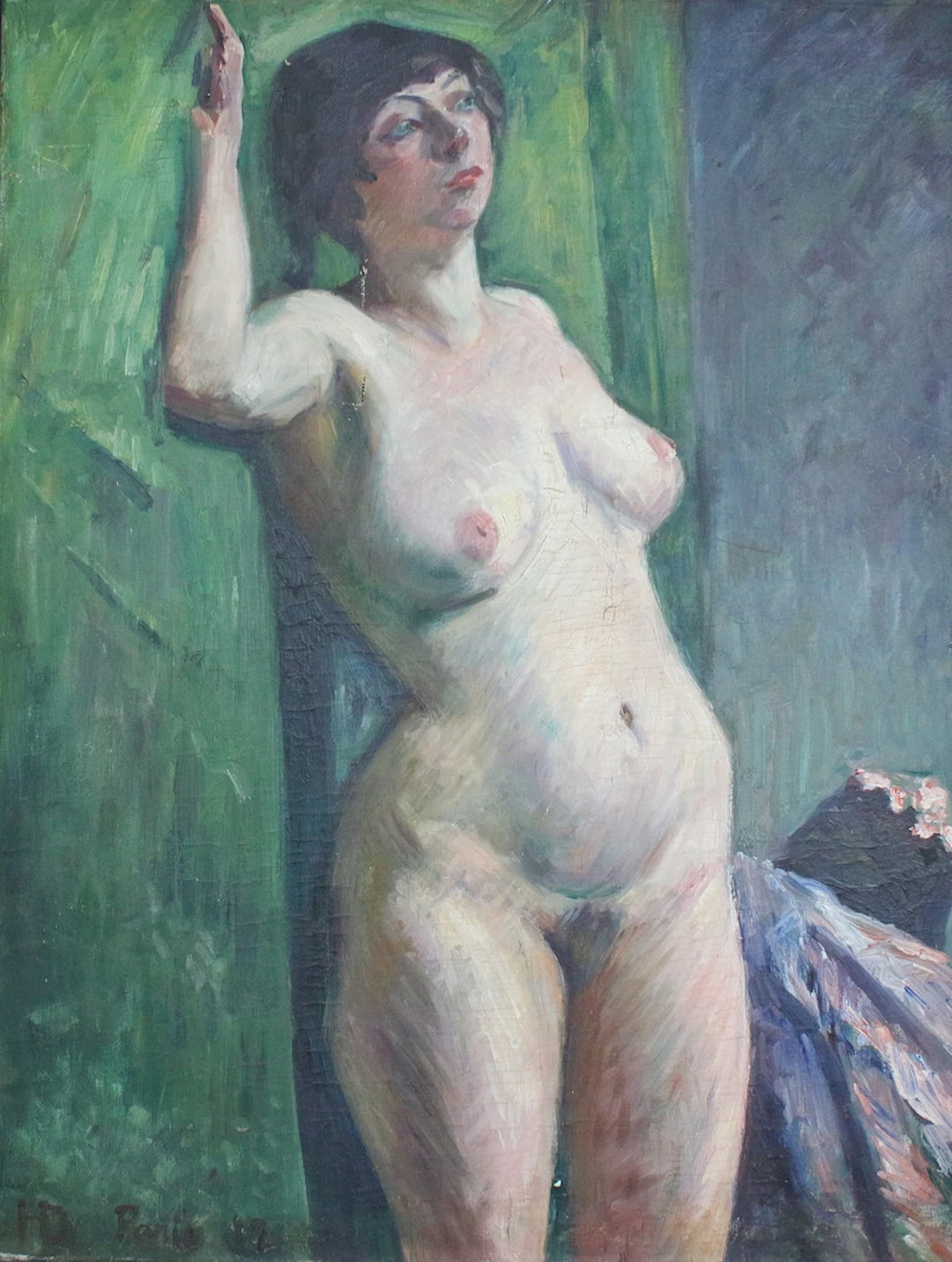 HERMANN DICK (1875-1955). Öl auf Leinwand, '' Weiblicher stehender