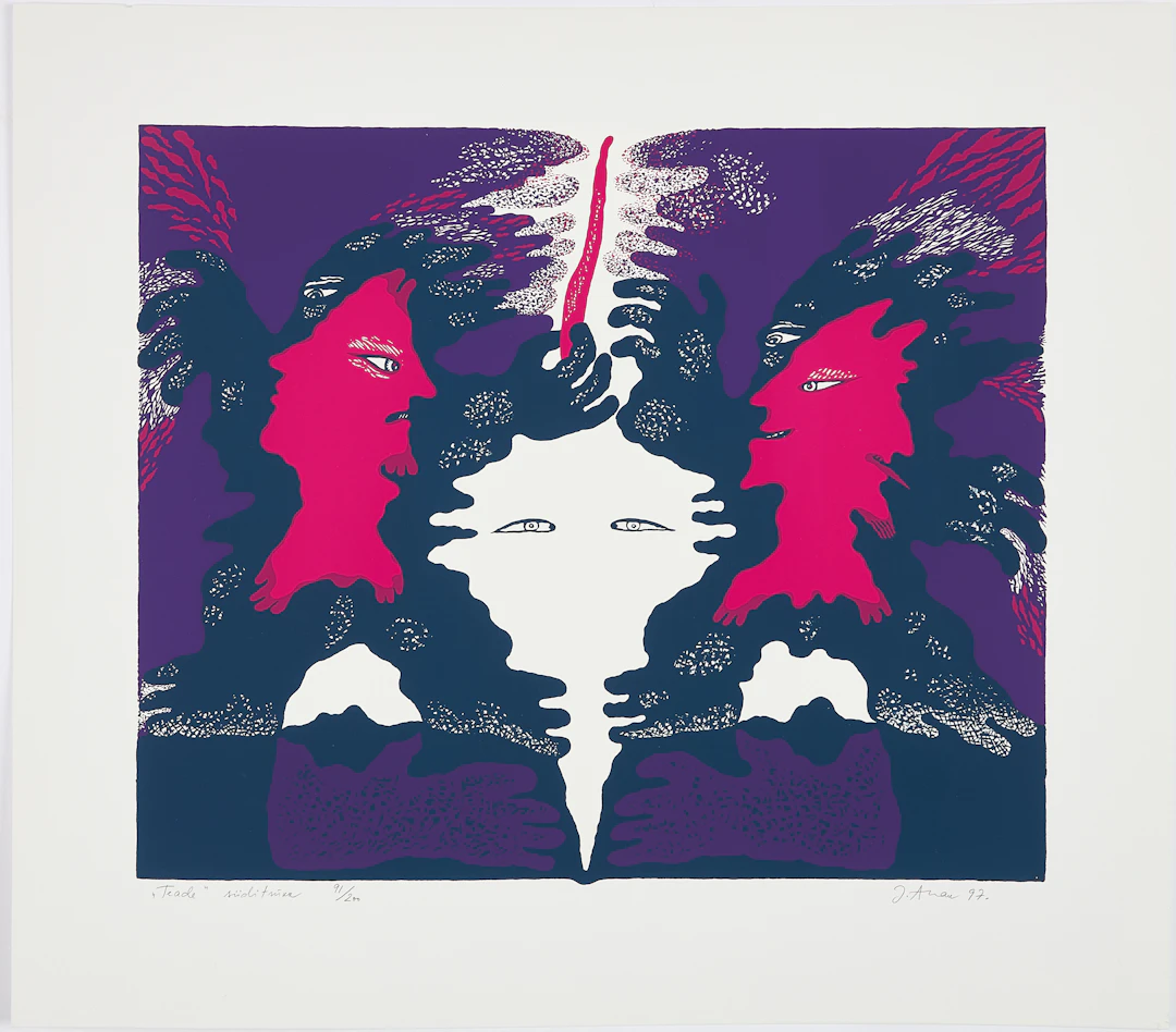 JÜRI ARRAK. "Teade", färgserigrafi, signerad,-97, nr 91/200.