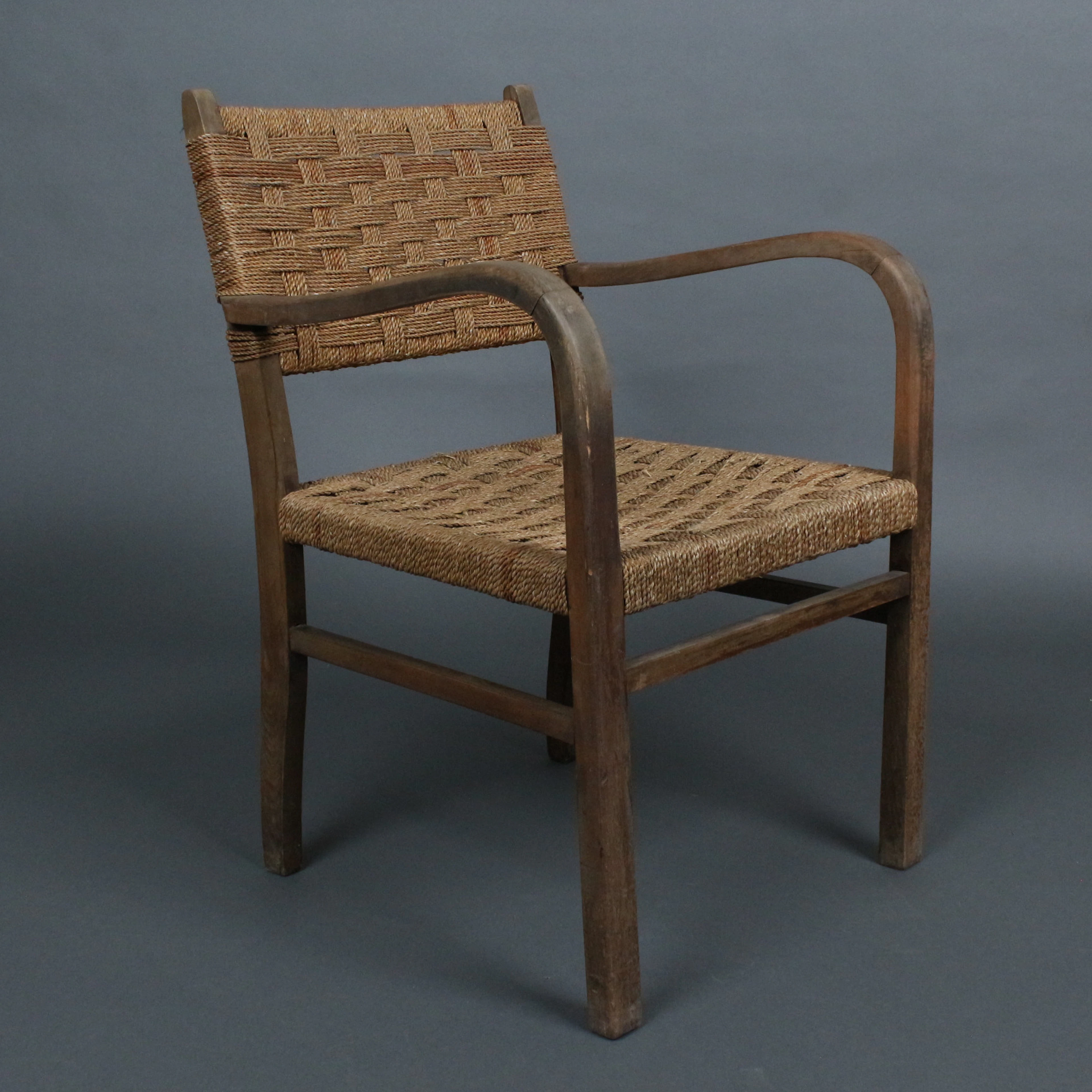ERICH DIECKMANN. IM STIL VON. Lounge Chair / Stuhl, Buche, Kordelgeflecht
