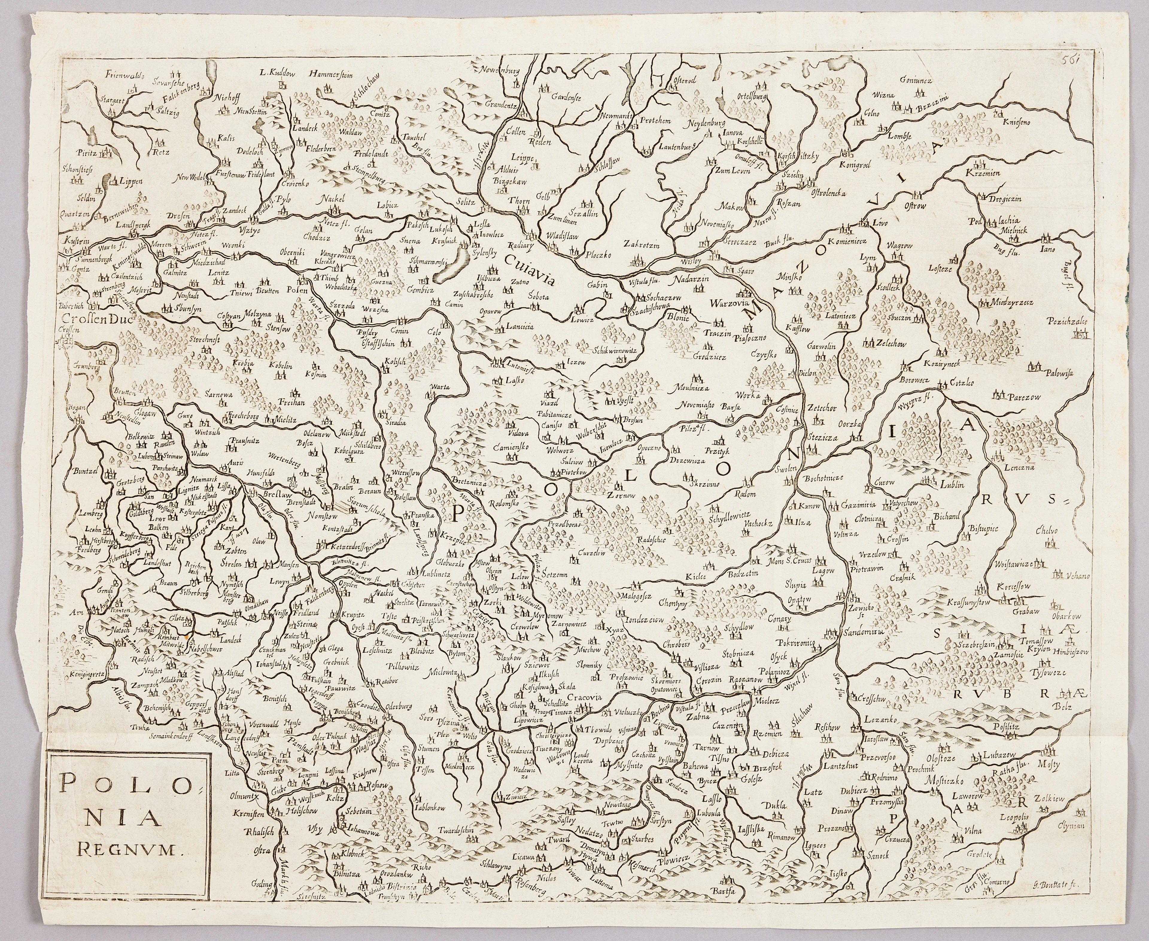 MAP OF POLAND FROM PRIORATO, c. 1670.