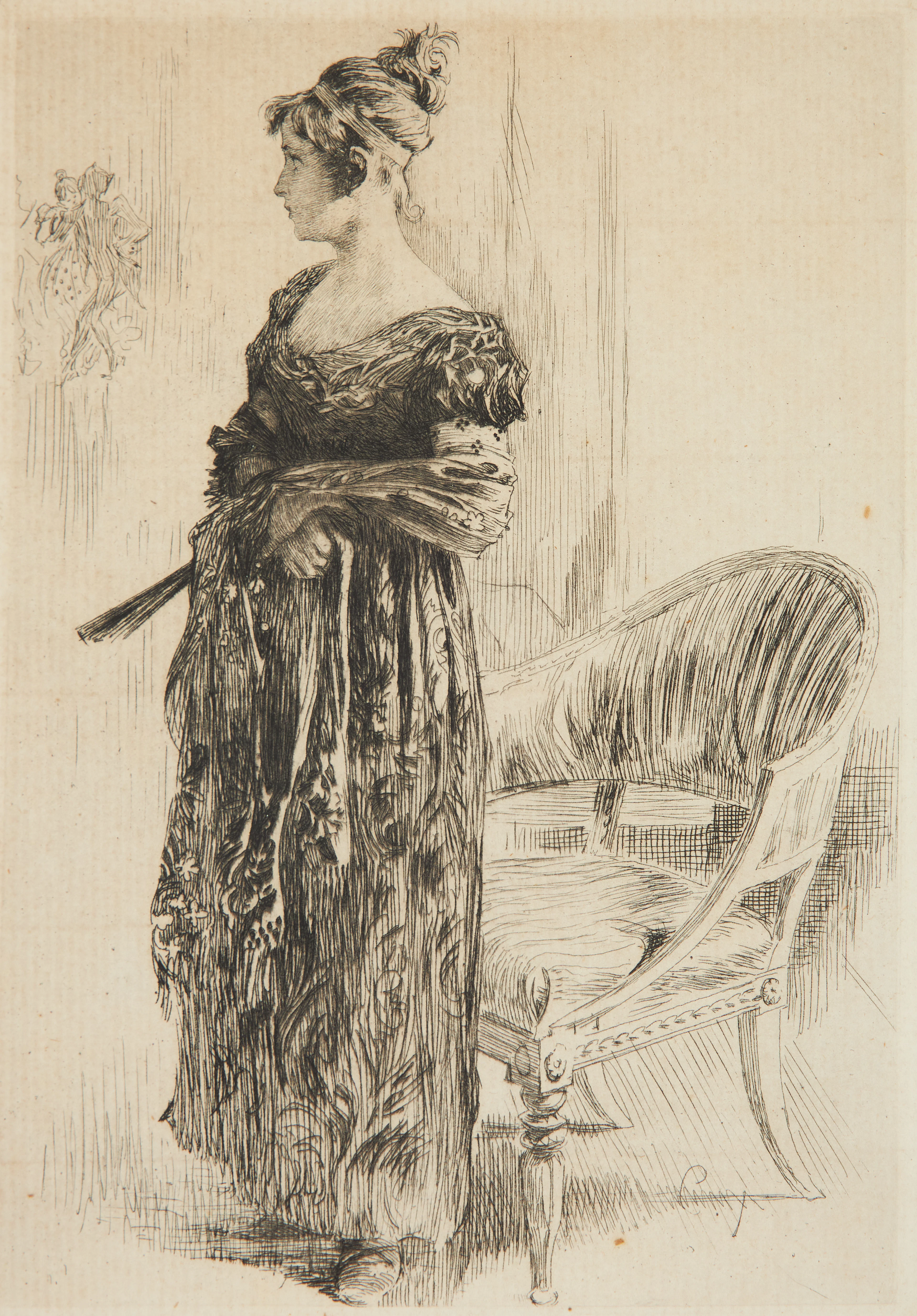 CARL LARSSON. "Empire", etsning, 1891, signerad i plåten.