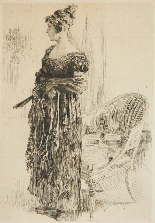 CARL LARSSON. "Empire", etsning, 1891, signerad i plåten.