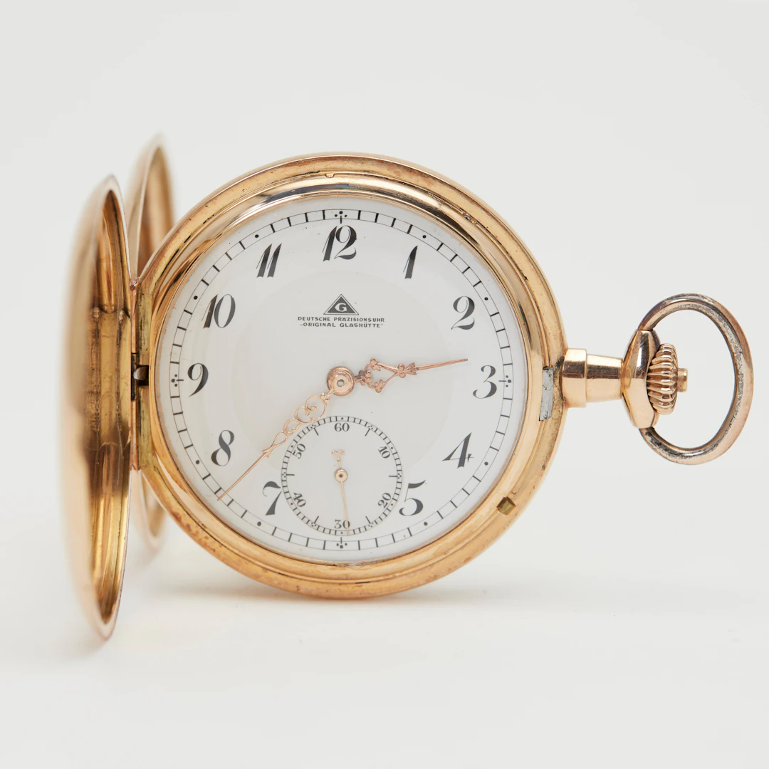 GLASHÜTTE. Savonnette-Taschenuhr, Fullset, 585er Gelbgold, um 1920