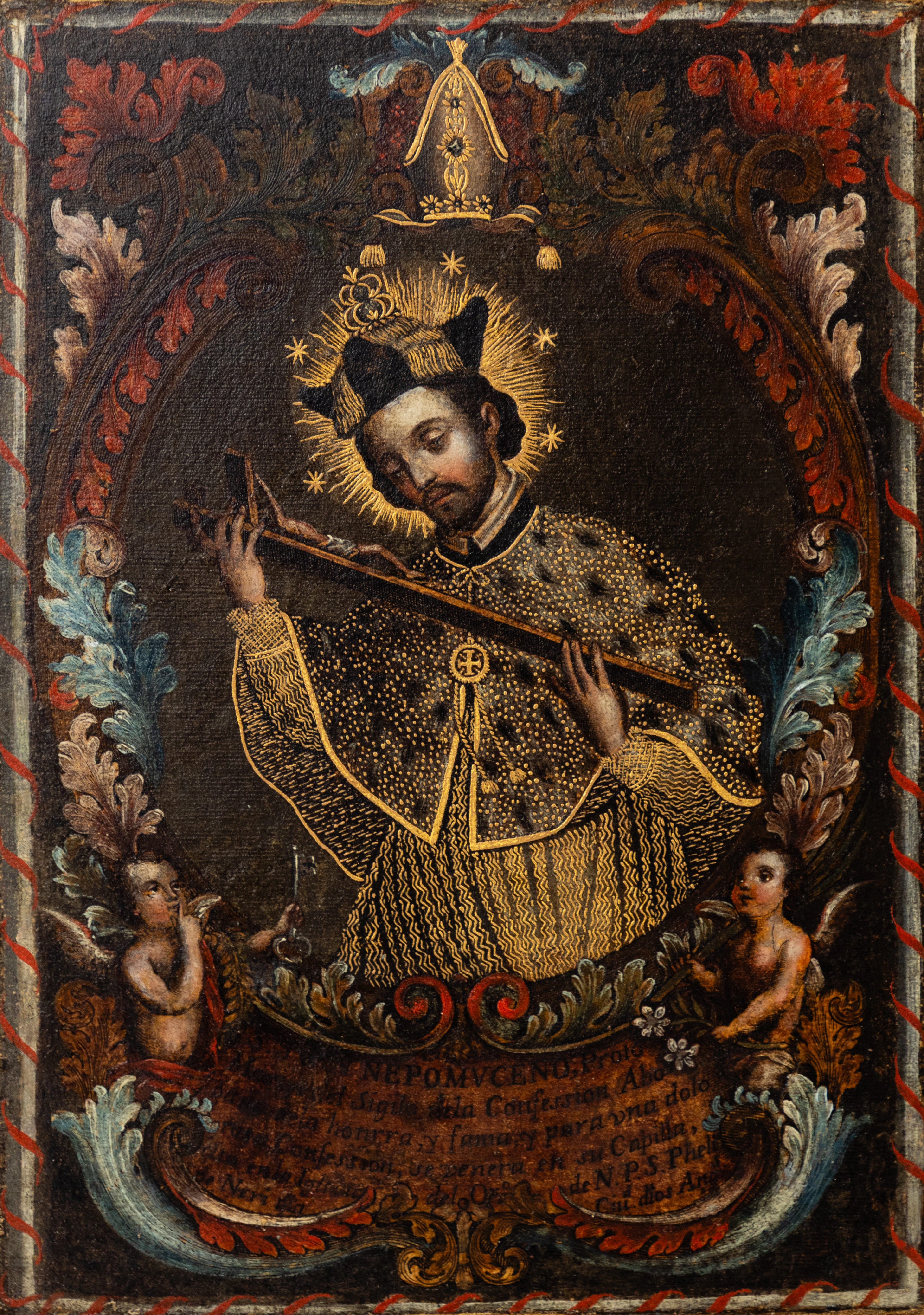 WOHL MEXIKO 19. JAHRHUNDERT. San Juan Nepomuceno, Votivbild des Heiligen