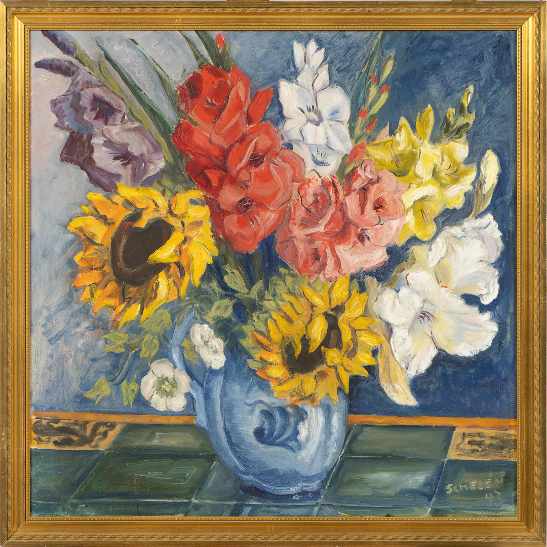 EINAR SCHELÉN (1900- 1992). Blomsterstilleben, olja på duk.