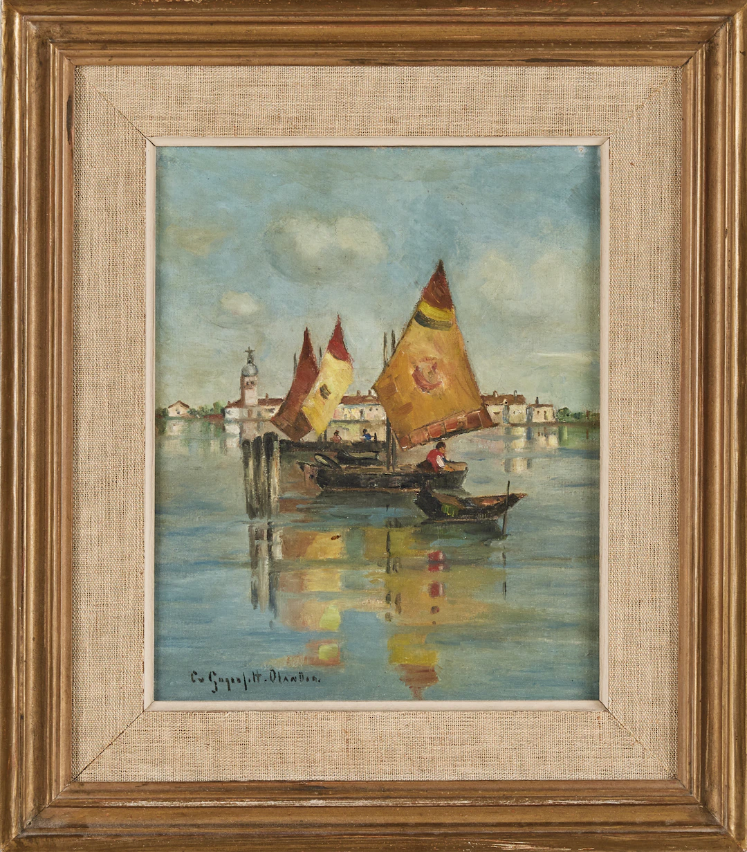 CECILIA VON GEGERFELT-OLANDER. Fiskebåtar Italien, olja på duk.