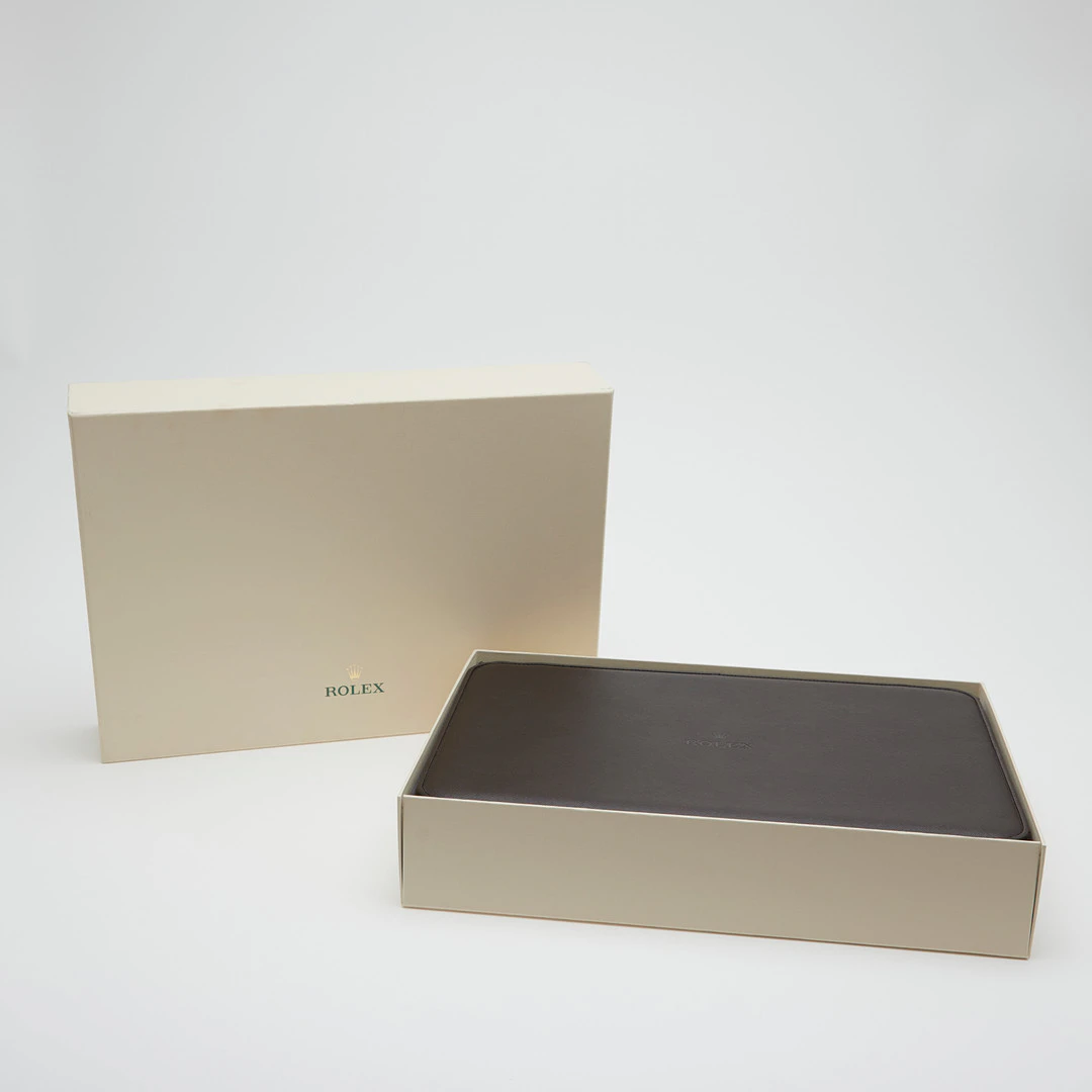 ROLEX. Aufbewahrungsbox Leder Beige mit Reißverschluss für 12 Uhren, Uhrenbox.
