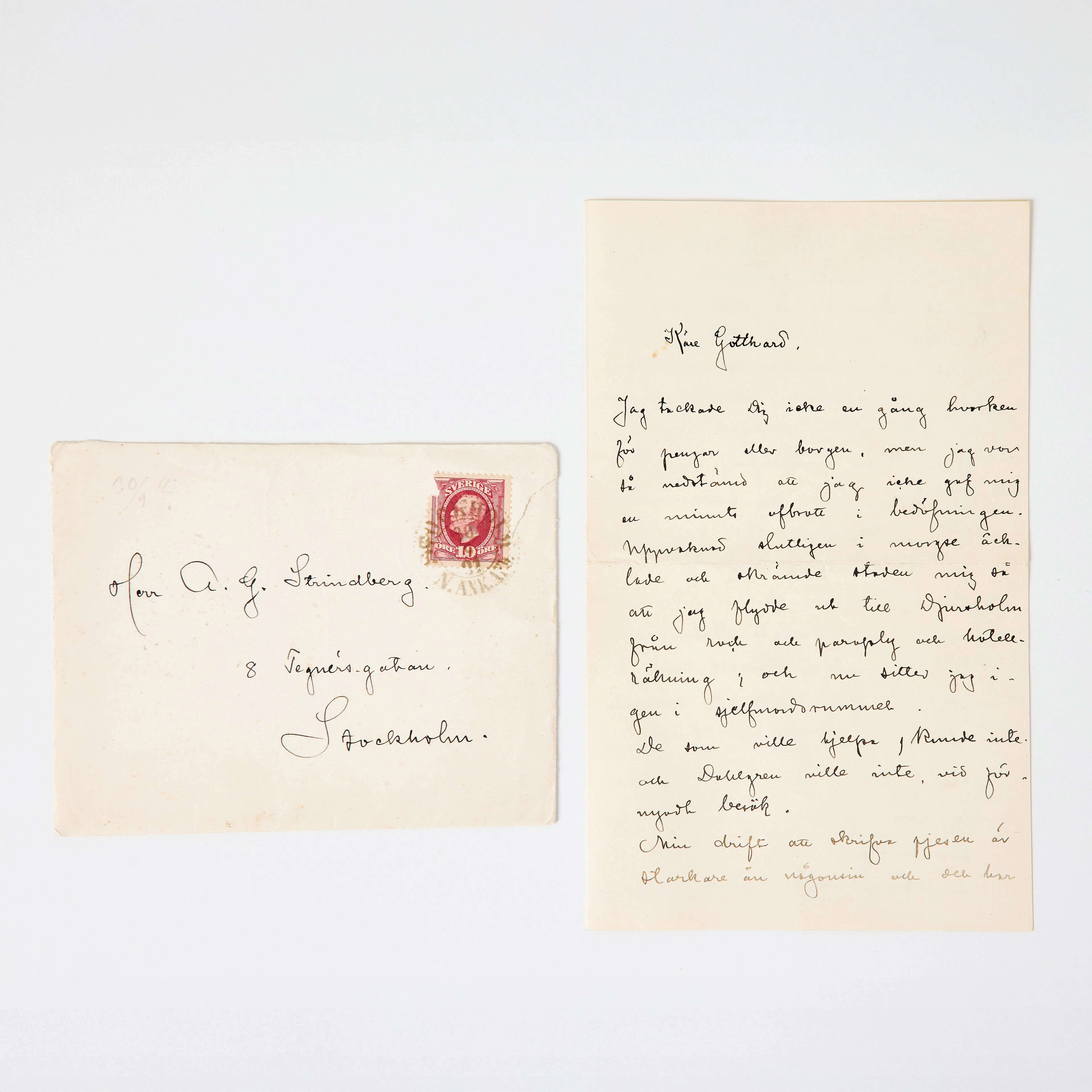 STRINDBERGS BREV TILL KUSIN GOTTHARD STRINDBERG, 1891.