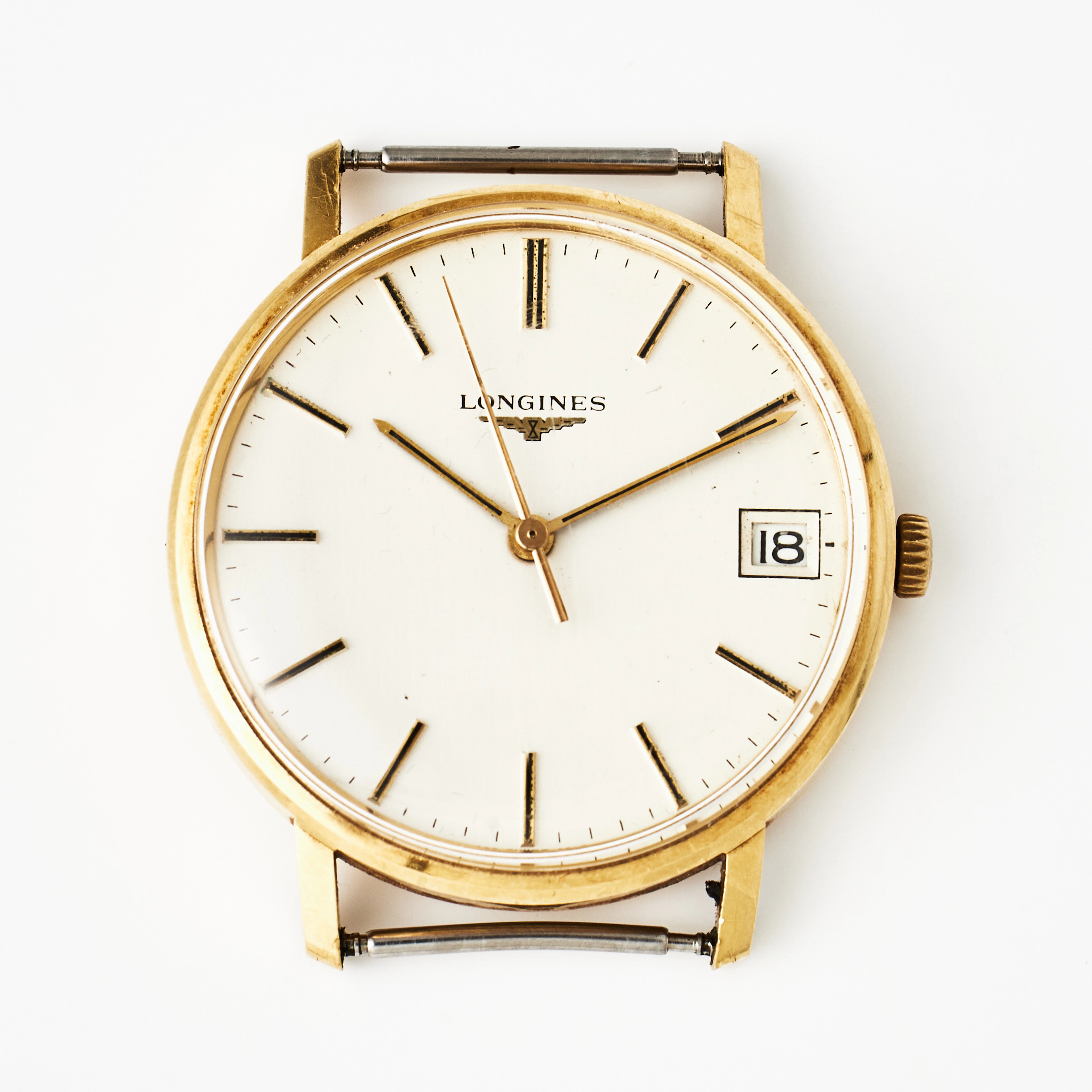LONGINES, armbandsur, 18 k guld, manuell, plexiglas, datum, ca 1981.
