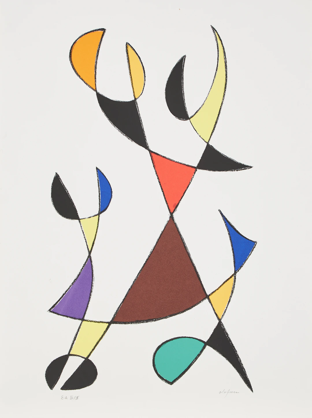 PIERRE OLOFSSON. Abstrakt komposition, färglitografi.
