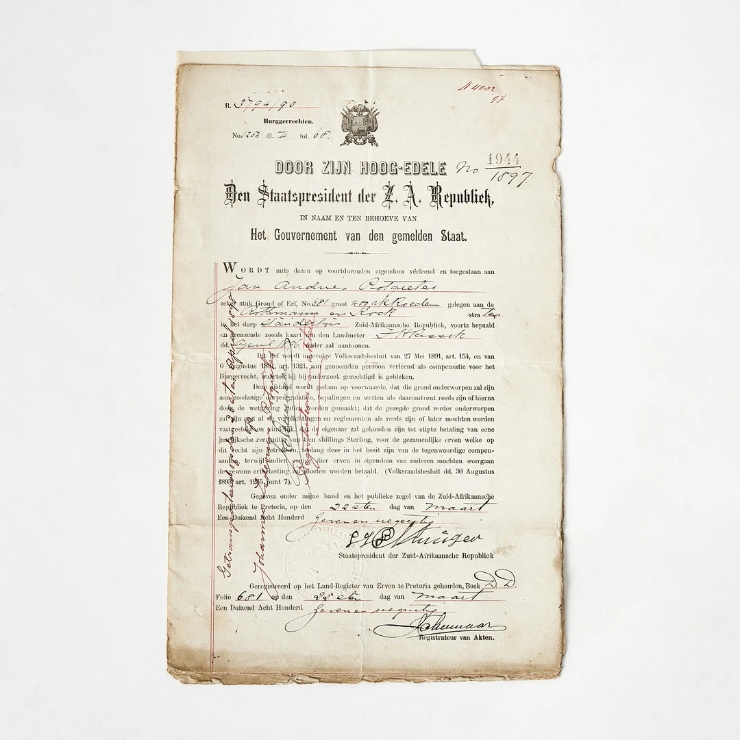 PAUL KRÜGER (KRUGER), SIGNED DOCUMENT, 1897, regarding property in