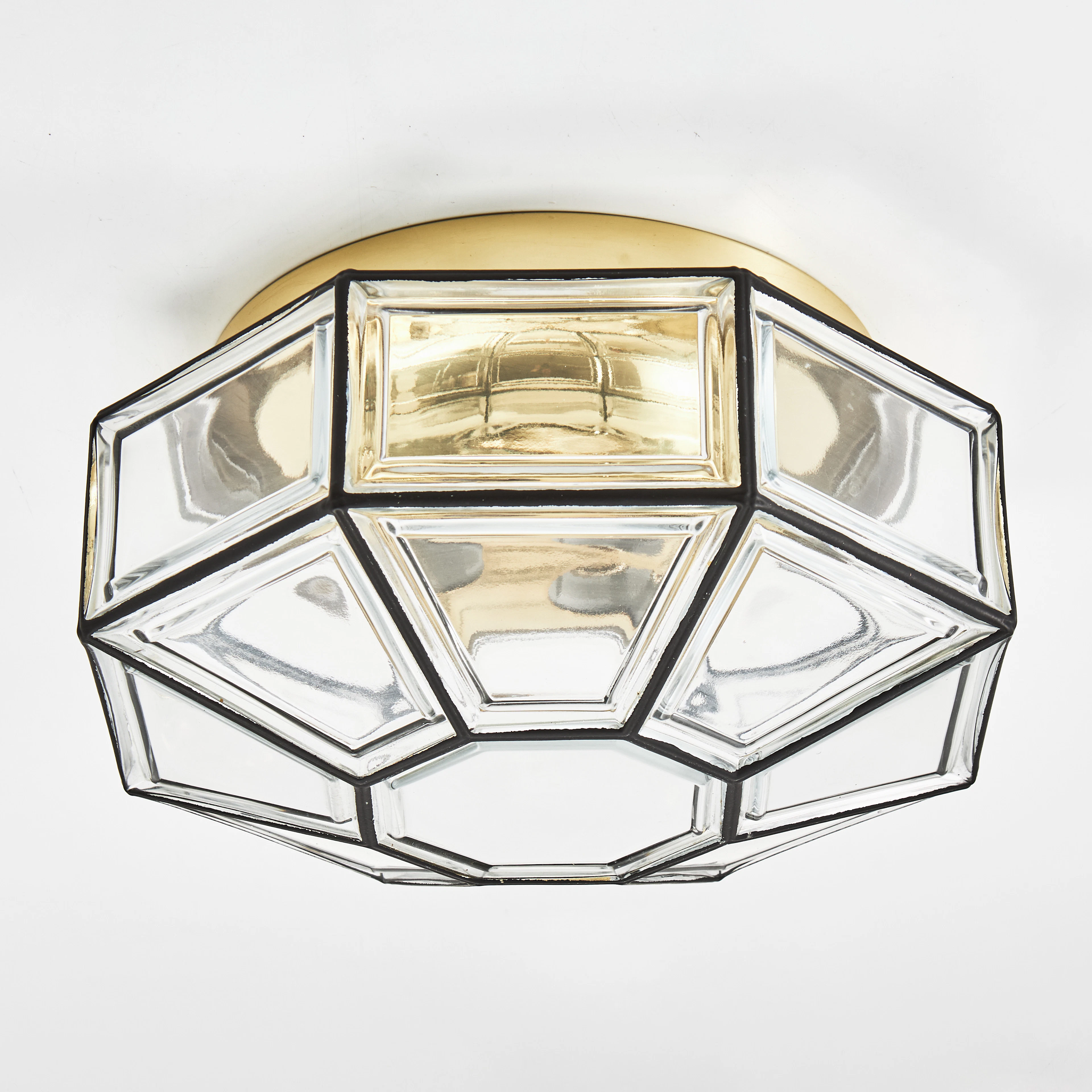 TAKLAMPA, Hollywood Regency, 1970/80-tal, glas, mässing, Glashütte Limburg.