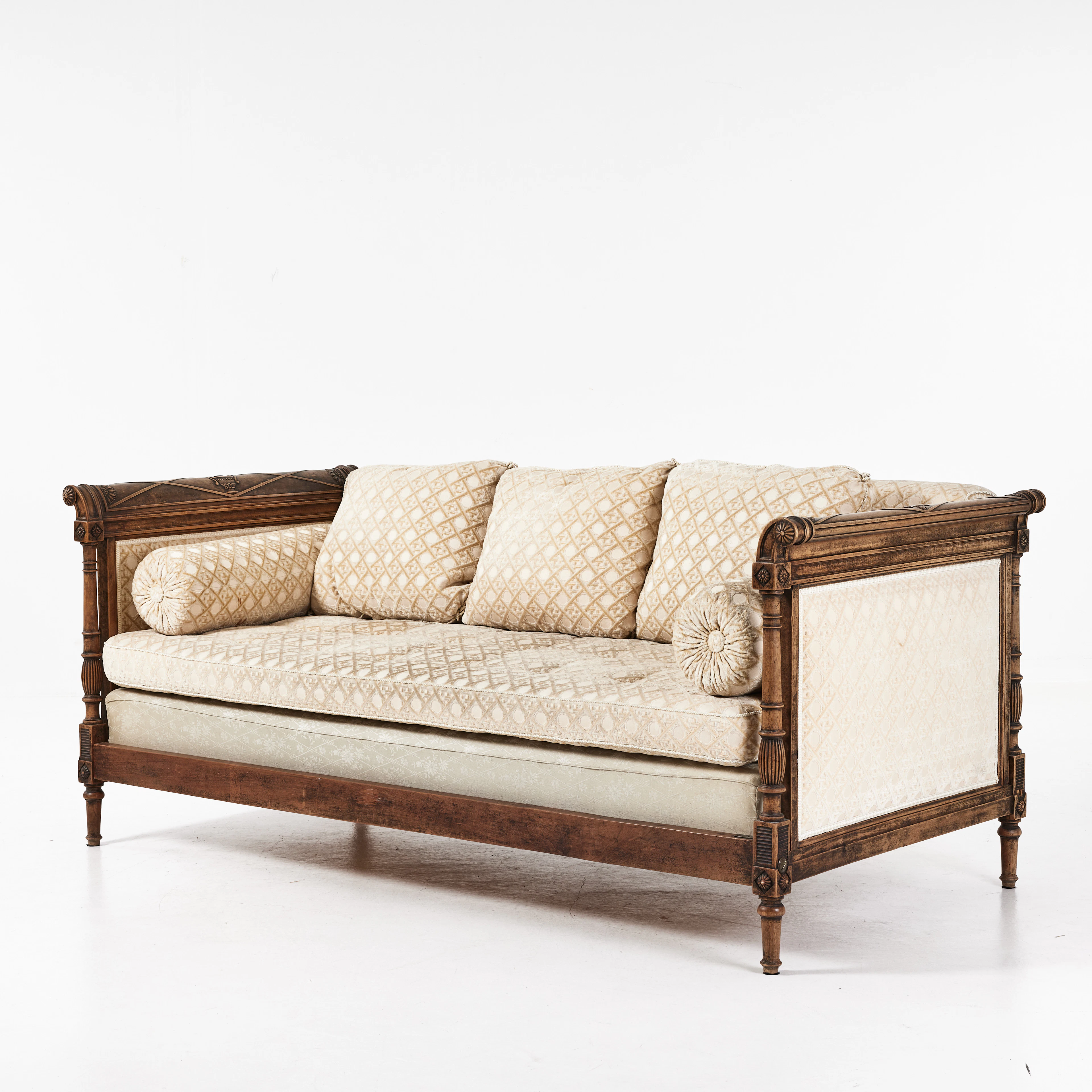SOFFA, directoire, 1800-tal, skuren dekor, valnöt, betsad.