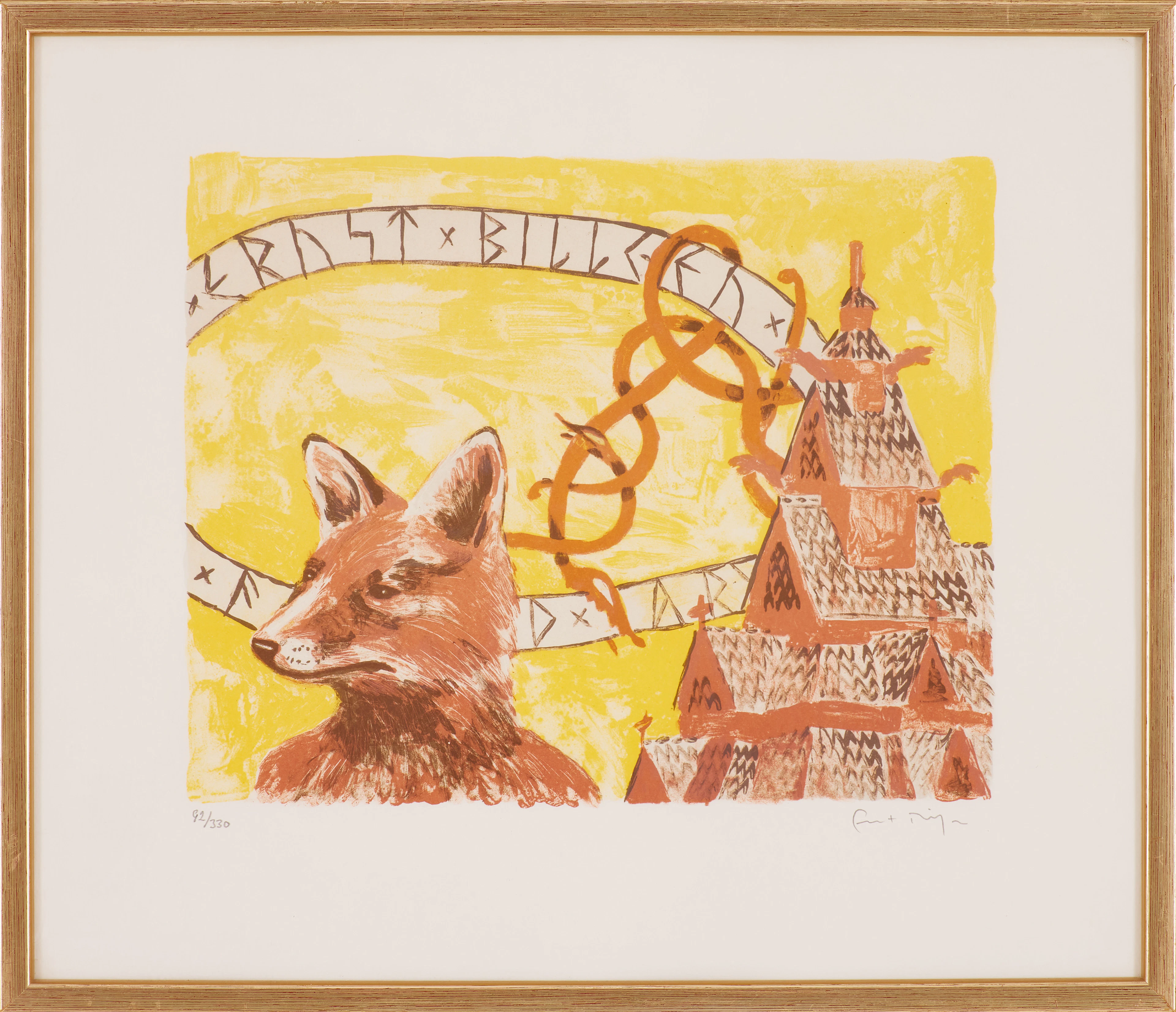 ERNST BILLGREN. Räv, färglitografi, numrerad 92/330, signerad.