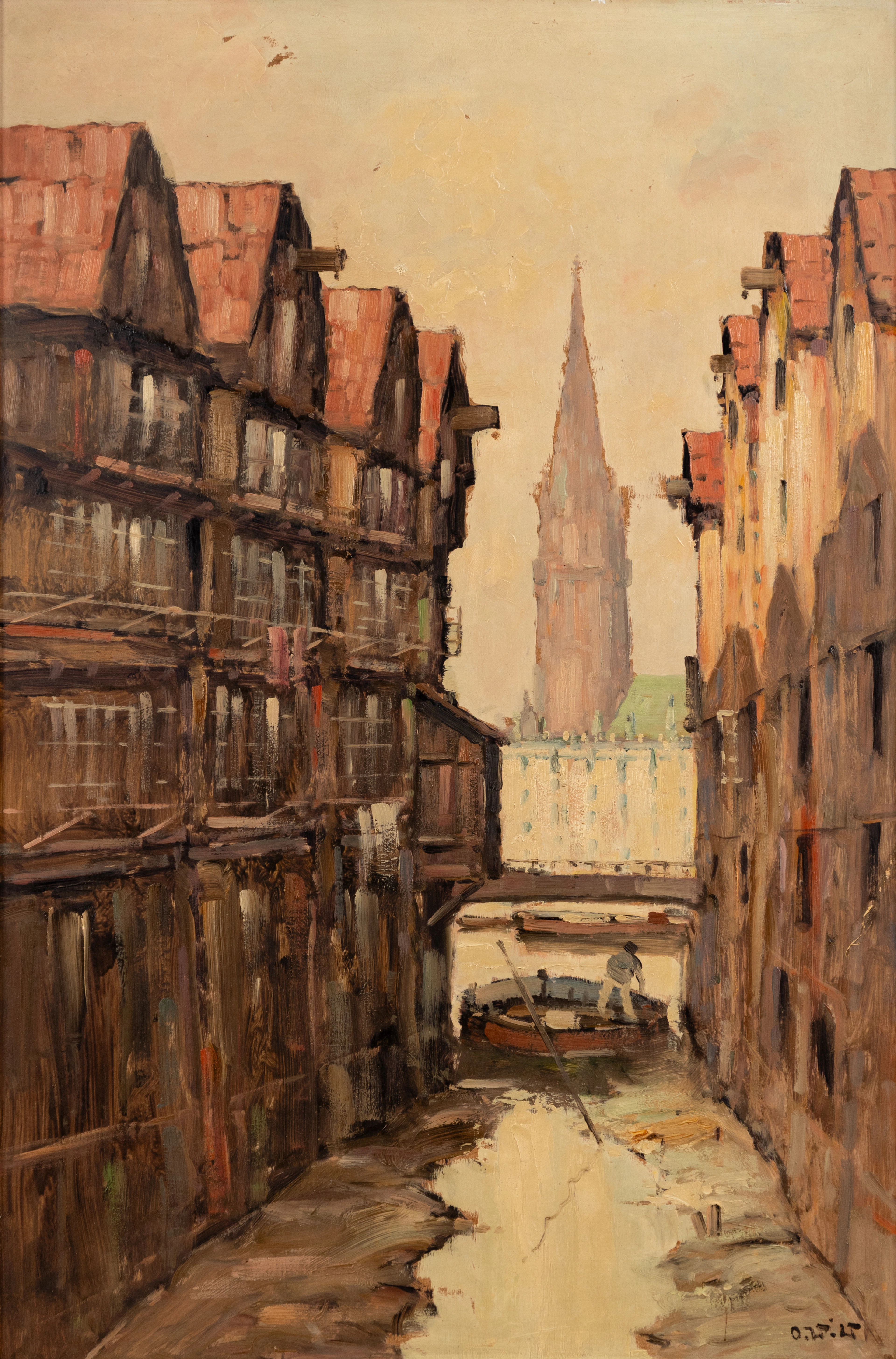 OTTO WILD (1898-1971). Motiv aus der Speicherstadt.