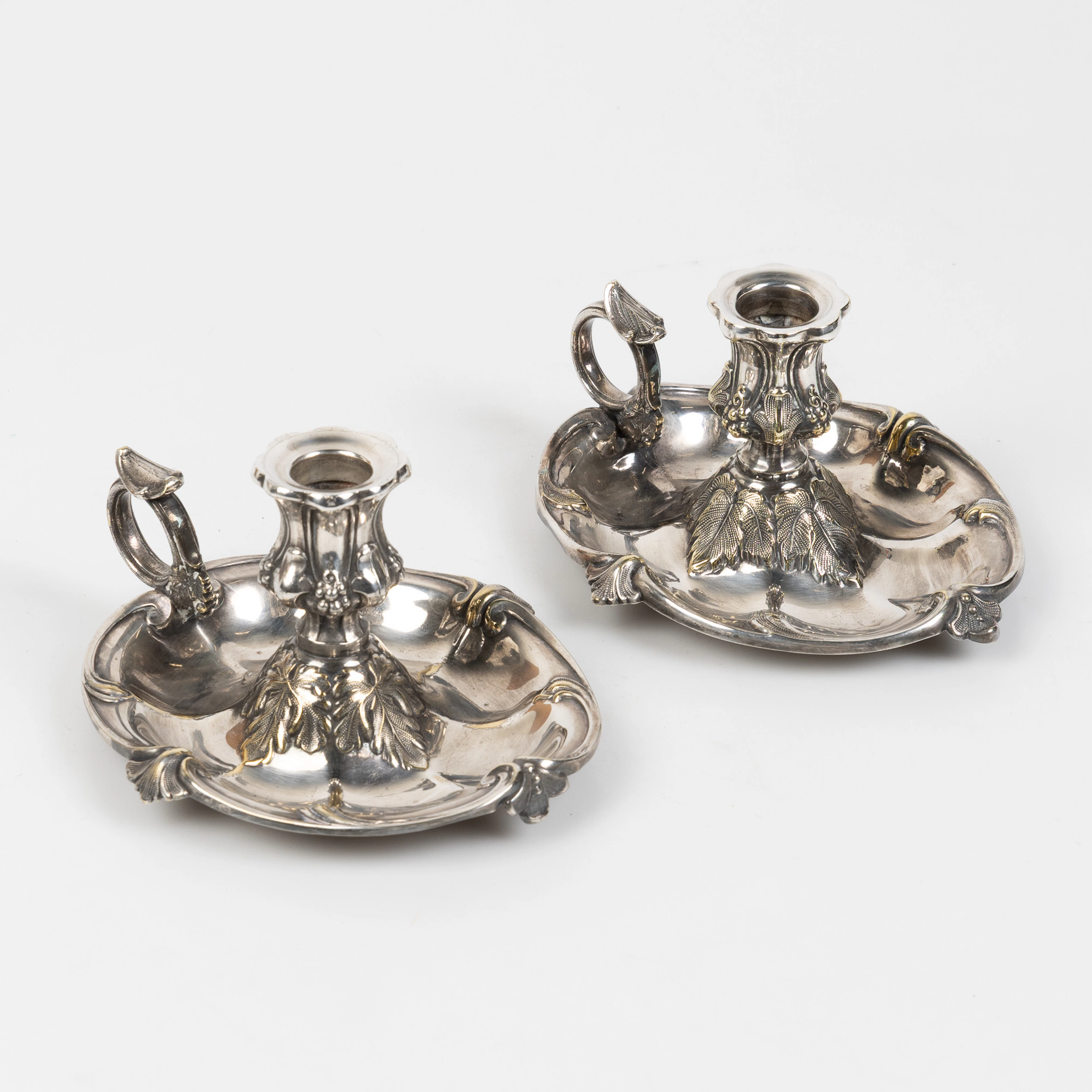 WÜRTEMBERGISCHE METALLWARENFABRIK (WMF). NATTLJUSSTAKAR, 1 par, nysilver.