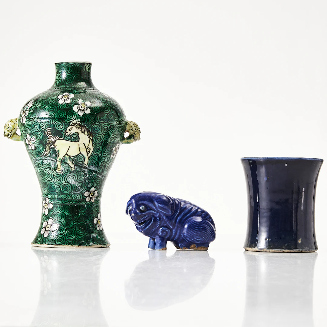 PENSELVAS, BALUSTERVAS, VATTENDROPPARE, porslin, Kina, 1800-tal, två