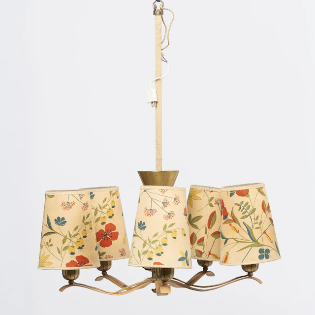 ARVID BÖHLMARKS LAMPFABRIK. Taklampa, modell "11389A", 5-armad, 1940-tal.