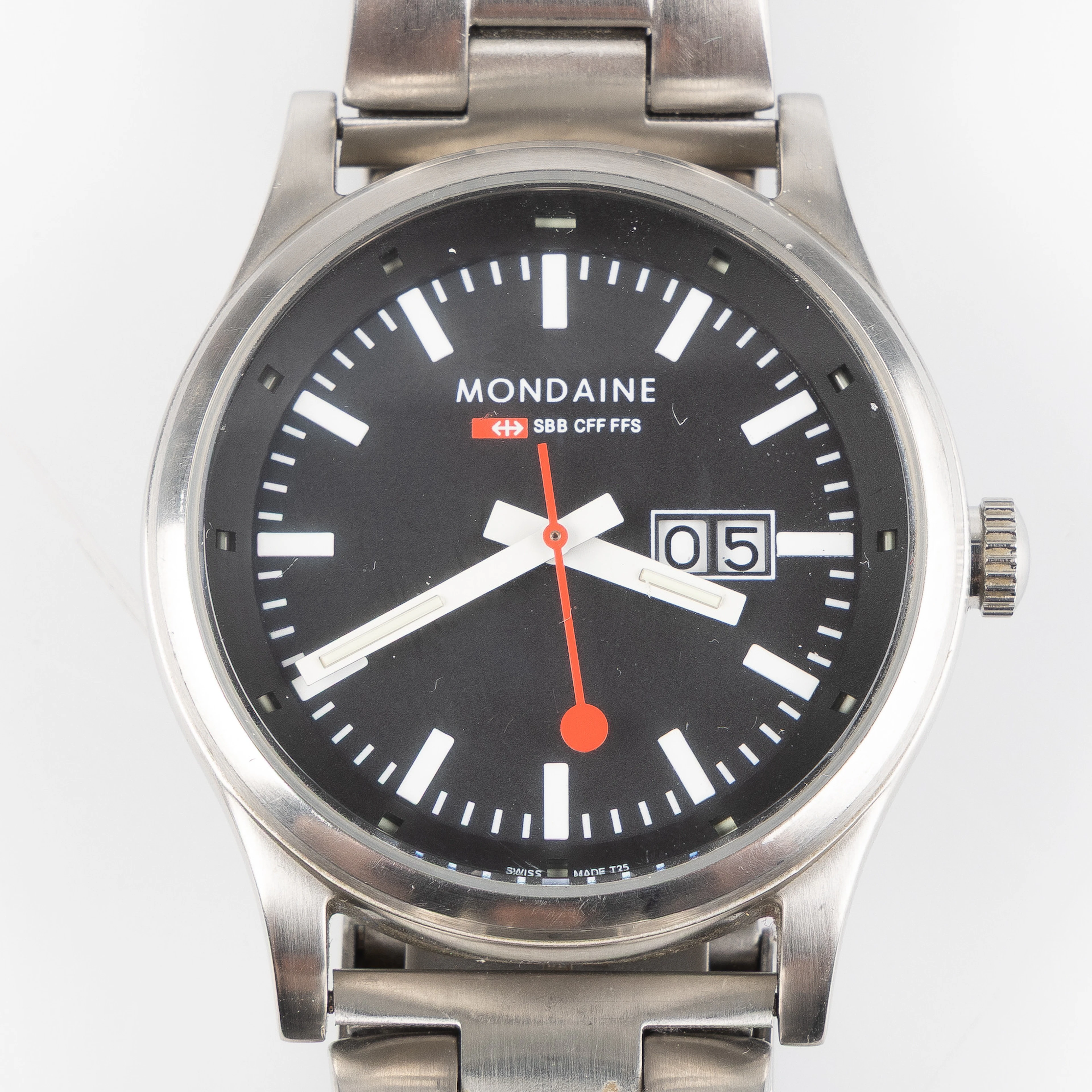 MONDAINE, Swiss Railway Watch, armbandsur, 41 mm, stål, 2000-tal.