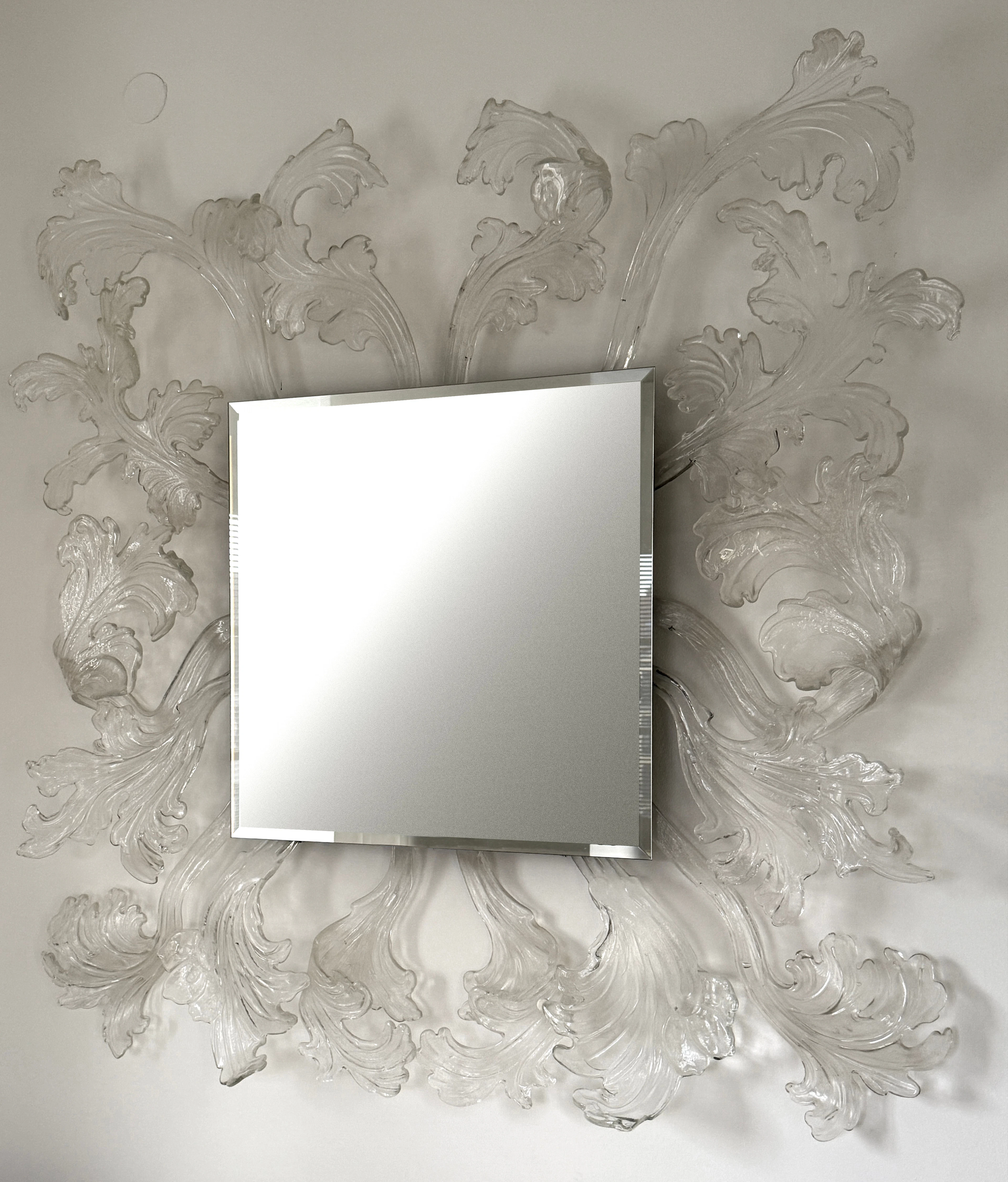 PIERO LISSONI. Spegel, "The Sturm and Drang Mirror", Murano, Glas