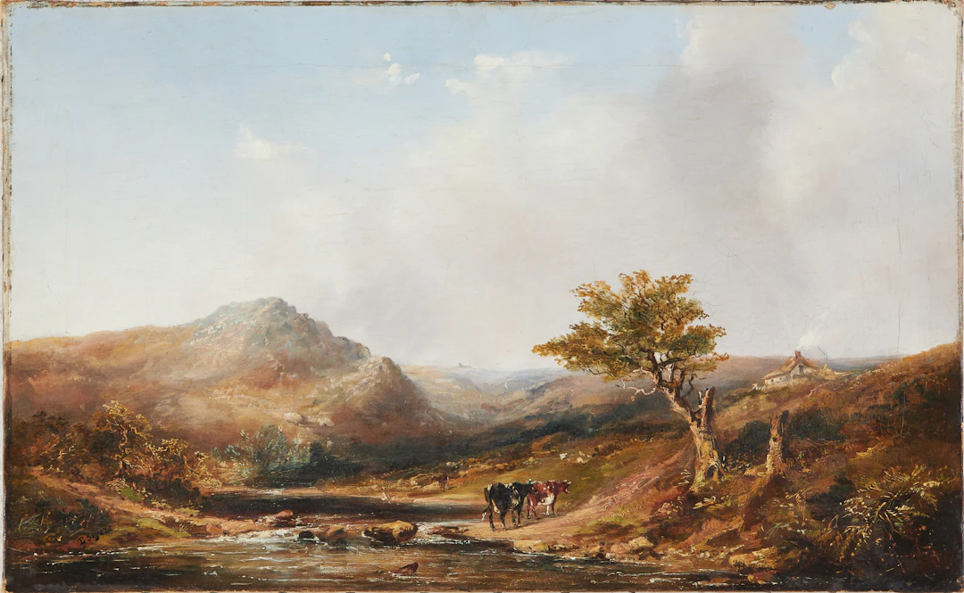OIDENTIFIERAD KONSTNÄR, 1800-TAL. Landskap med kor.