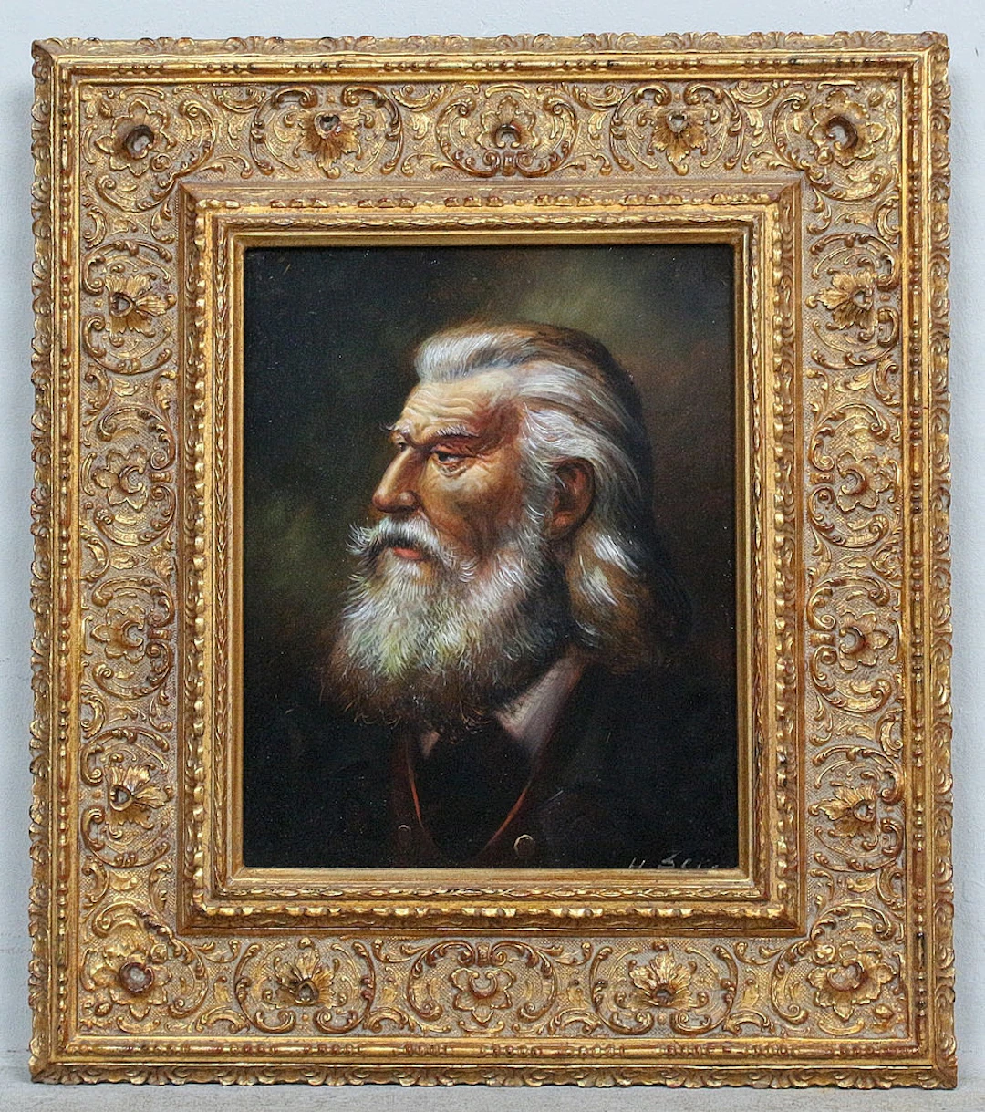 Unbekannter Künstler. 'Portrait eines Mannes', Öl auf Hartfaser.