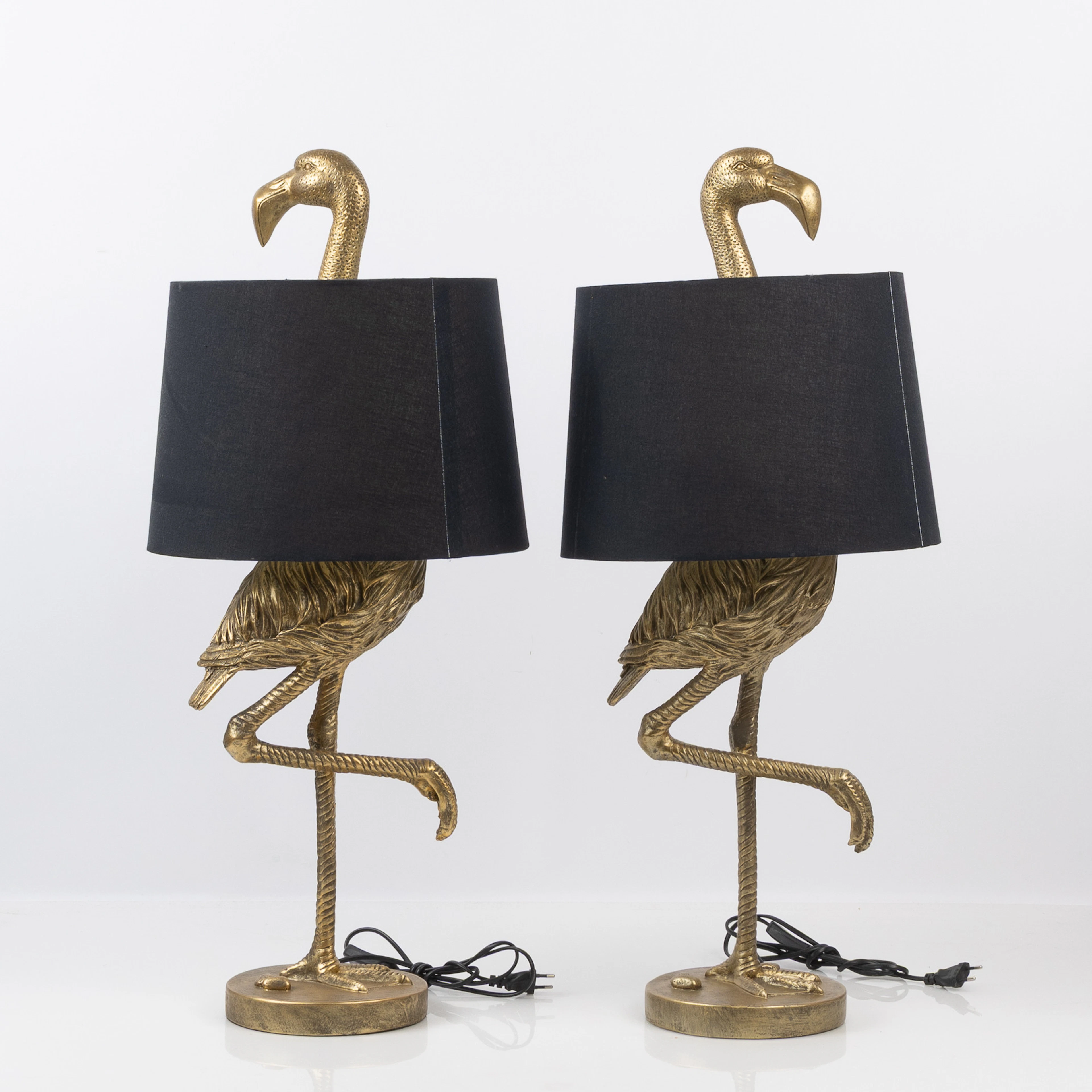 BORDSLAMPOR, ett par, i form av flamingos, 2000-tal.