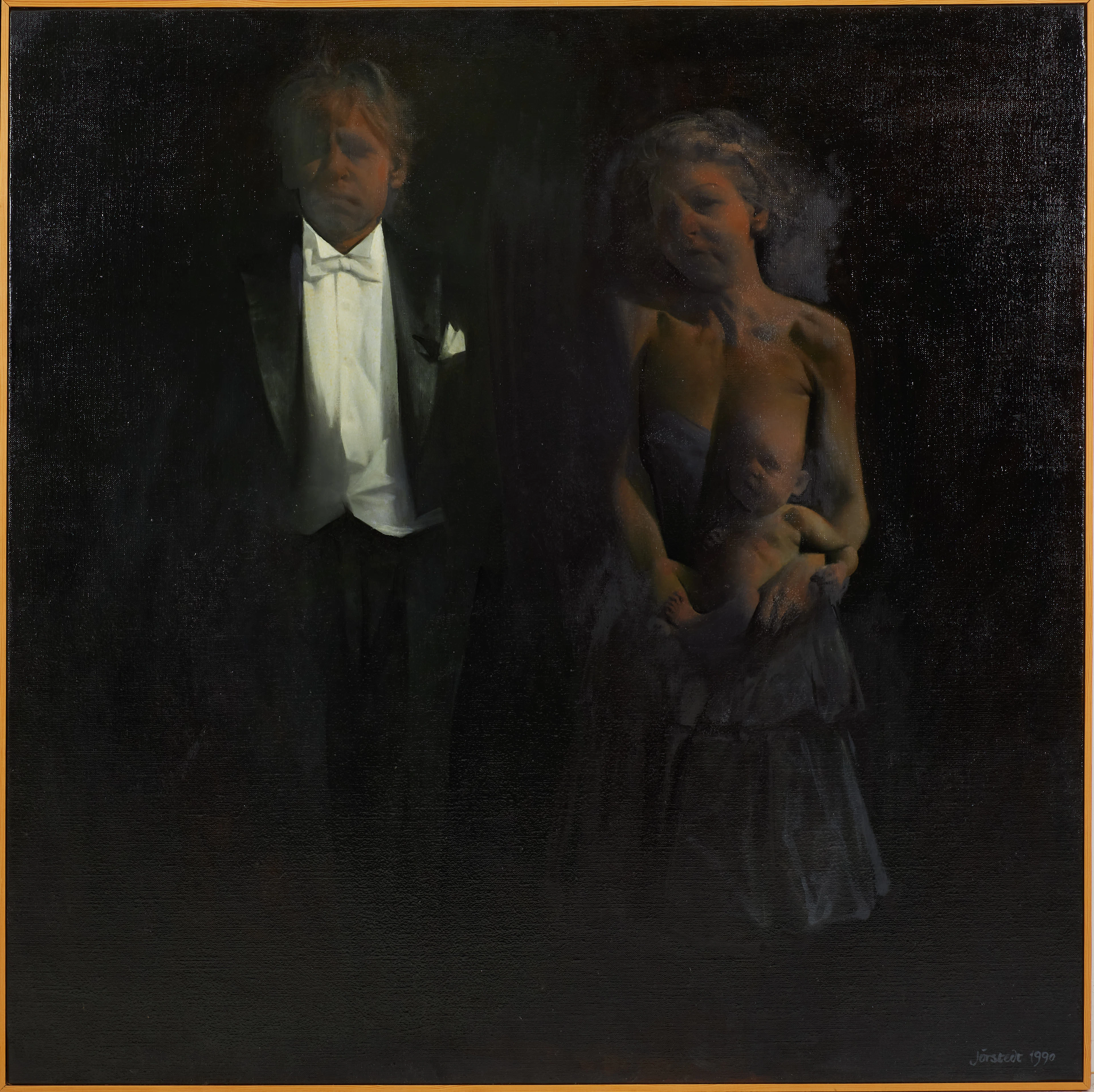 KJELL JÖRSTEDT. Utan titel, familjebild, olja på duk, signerad och