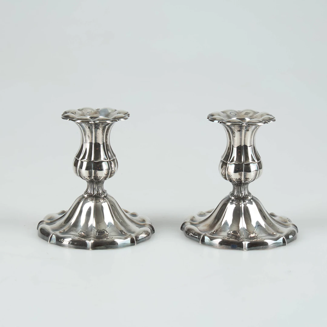 LJUSSTAKAR, ett par, 813 silver, Hopeakeskus, Tavastehus 1949.