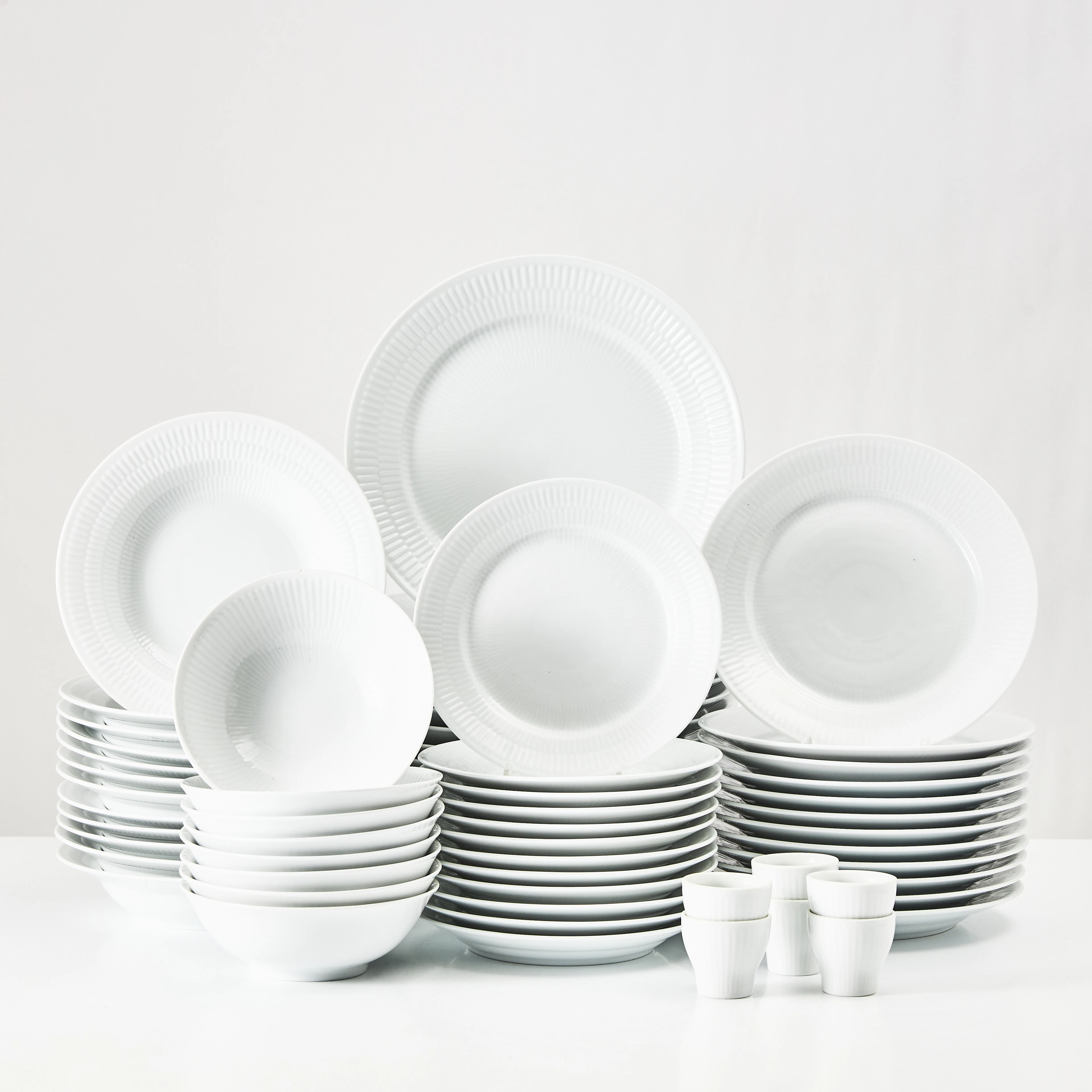 KUNGLIG DANSK, "White Fluted", matservis, 64 dlr, Danmark, porslin.