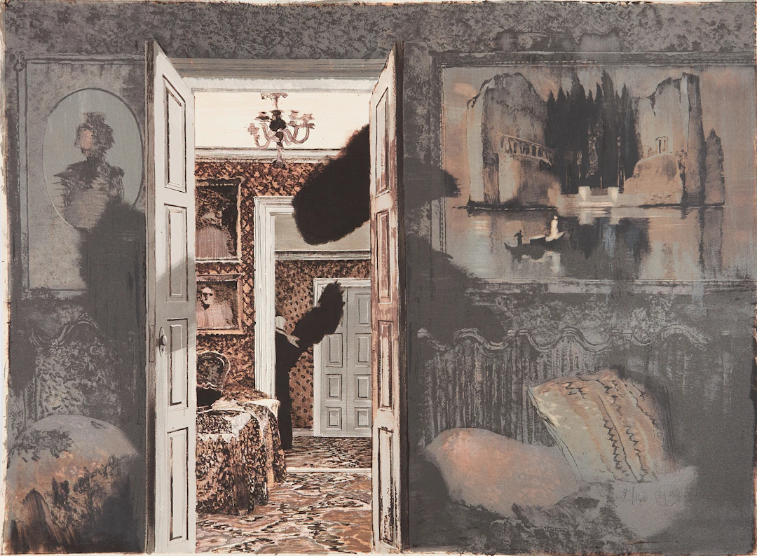 ROJ FRIBERG (SVERIGE, 1934-2016). "Dödens ö" Färglitografi, 1993