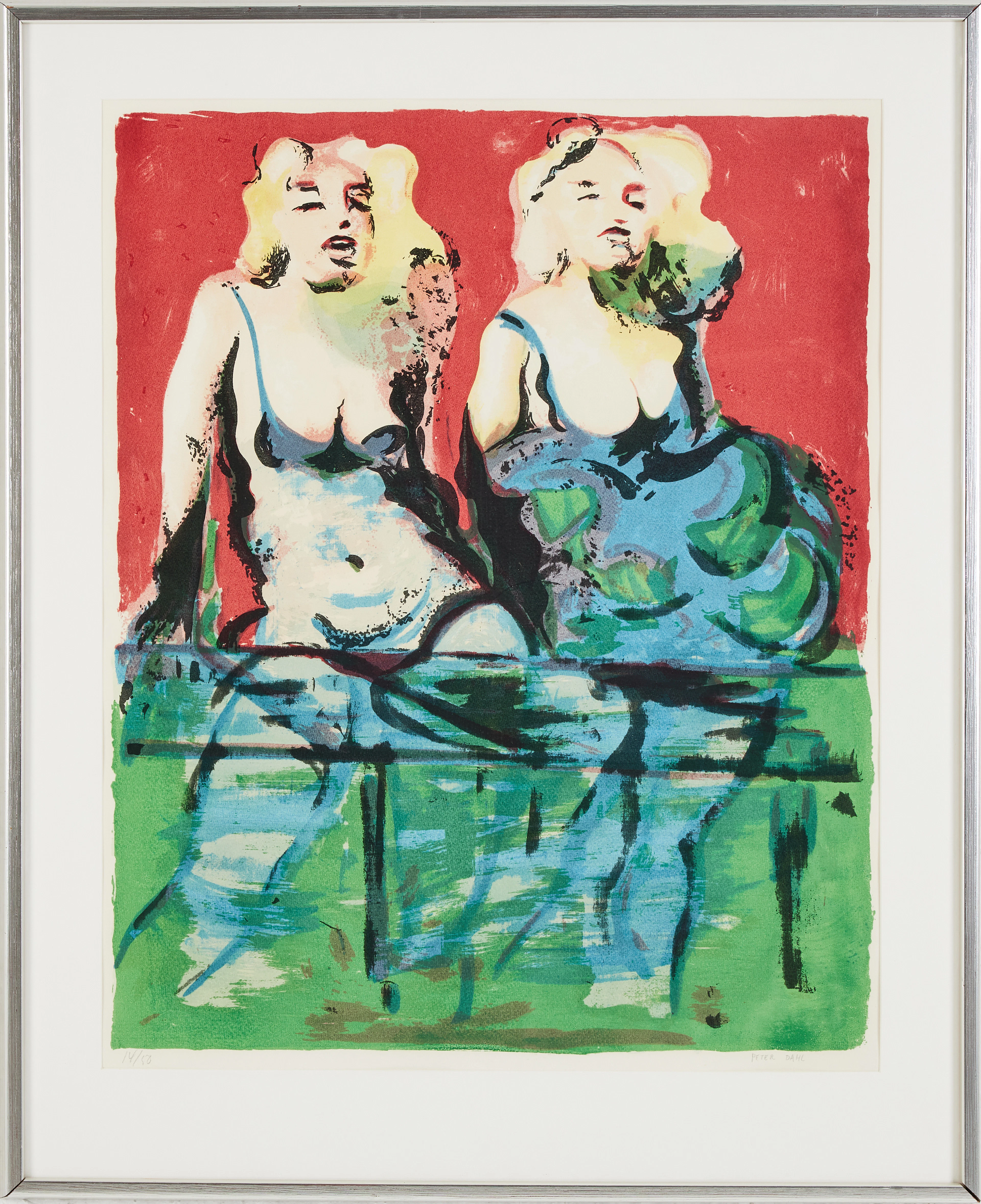 PETER DAHL. "Anna och Anna", färglitografi, signerad och numrerad 14/50.