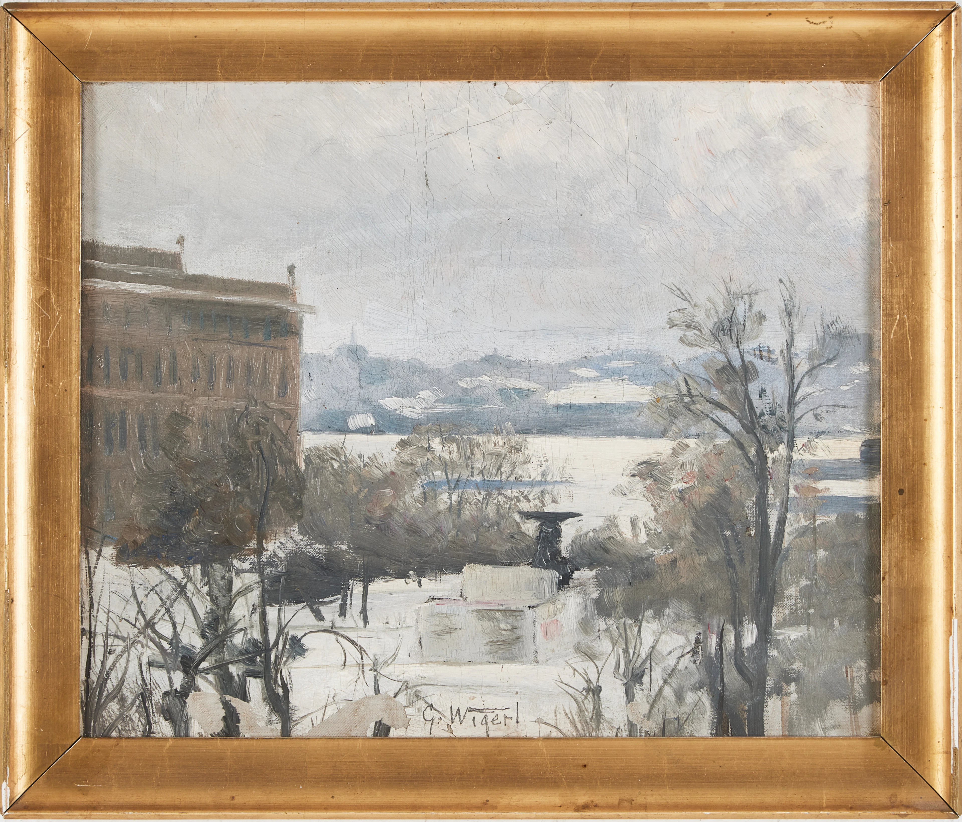 AUGUSTA "GUSSI" WIGERT (1868-1894). Stockholmsmotiv, olja på pannå