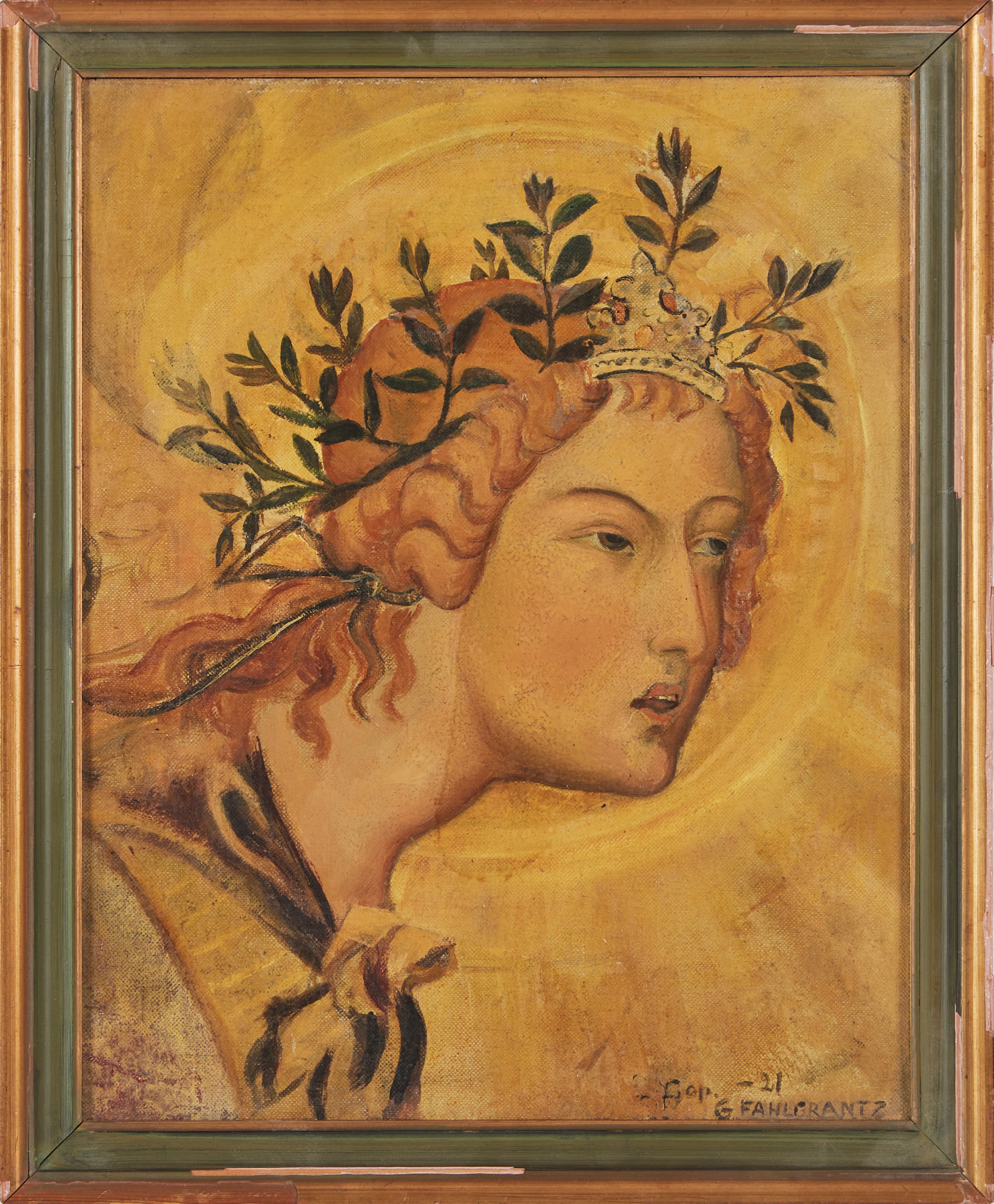 GRETA FAHLCRANTZ LINDBERG (1889 - 1978). "Bebådelseängel" av Cimabue