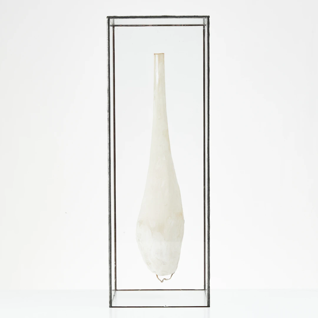 HANS EDBLAD. (född 1961), "Stiglare", instalation i glaslåda, omkring 1989.