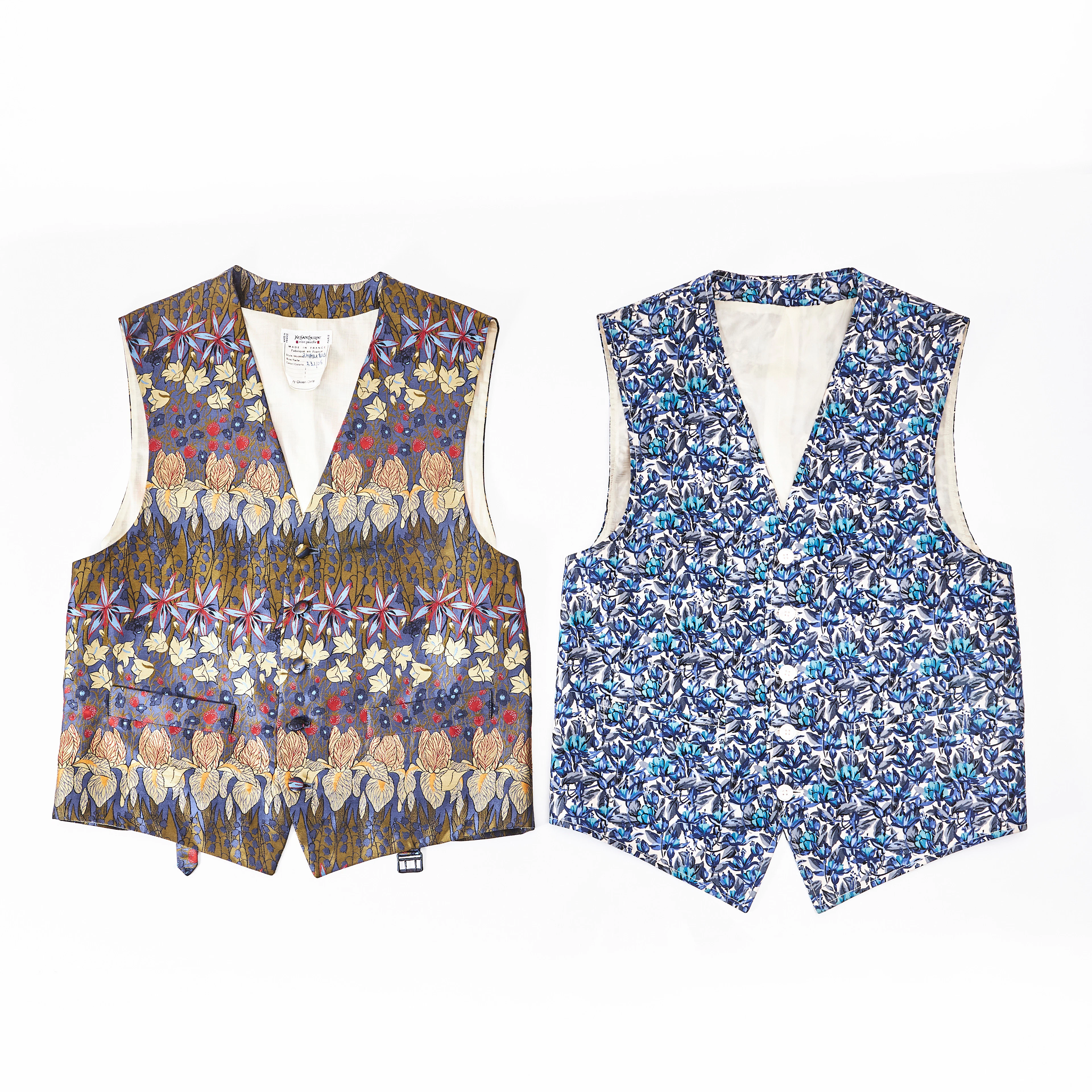 YVES SAINT LAURENT, västar, 2 st, Rive Gauche, blommönstrade.