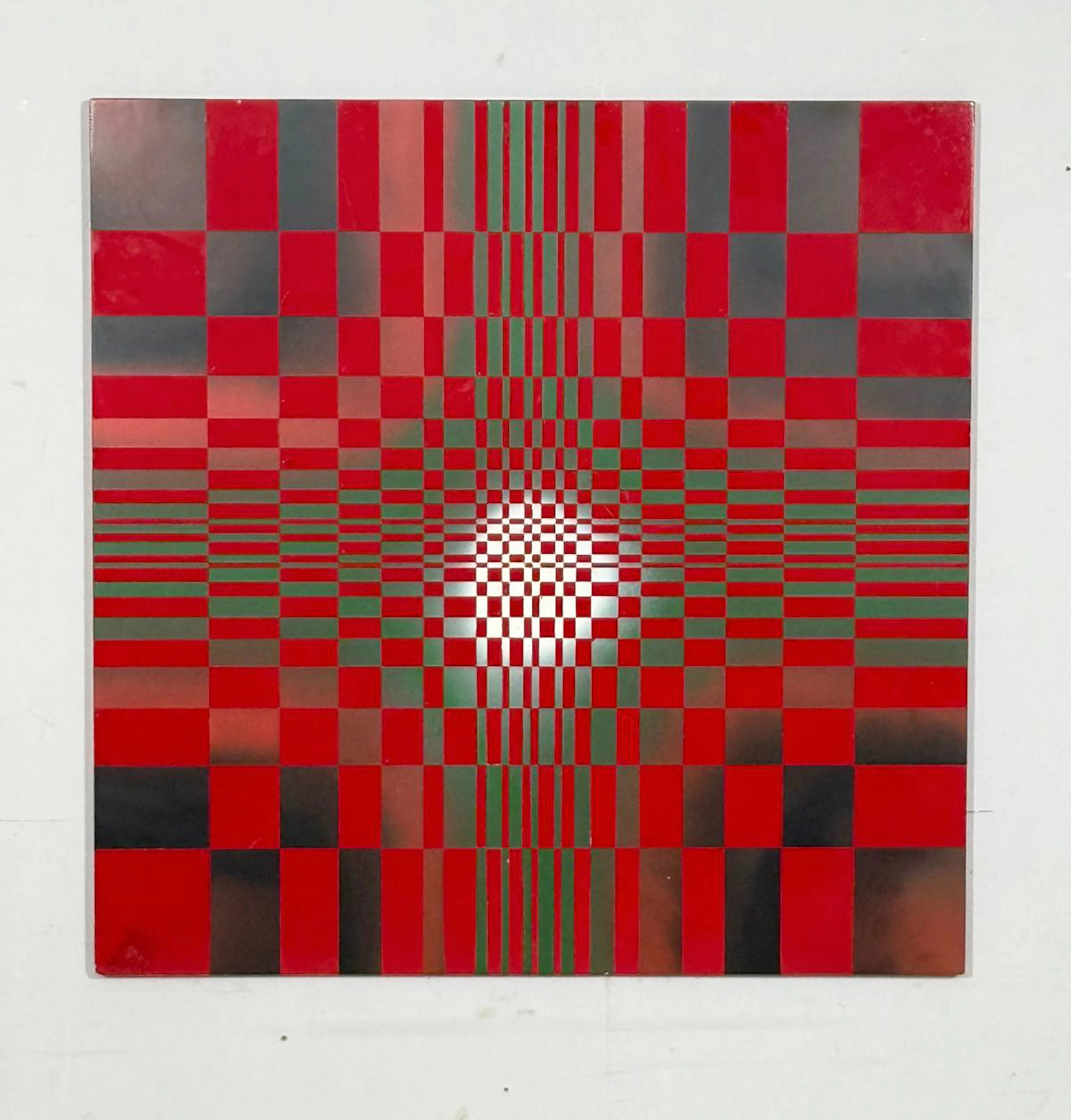 Op Art Bild, Mischtechnik auf Platte, Deutschland, 1970er Jahre.