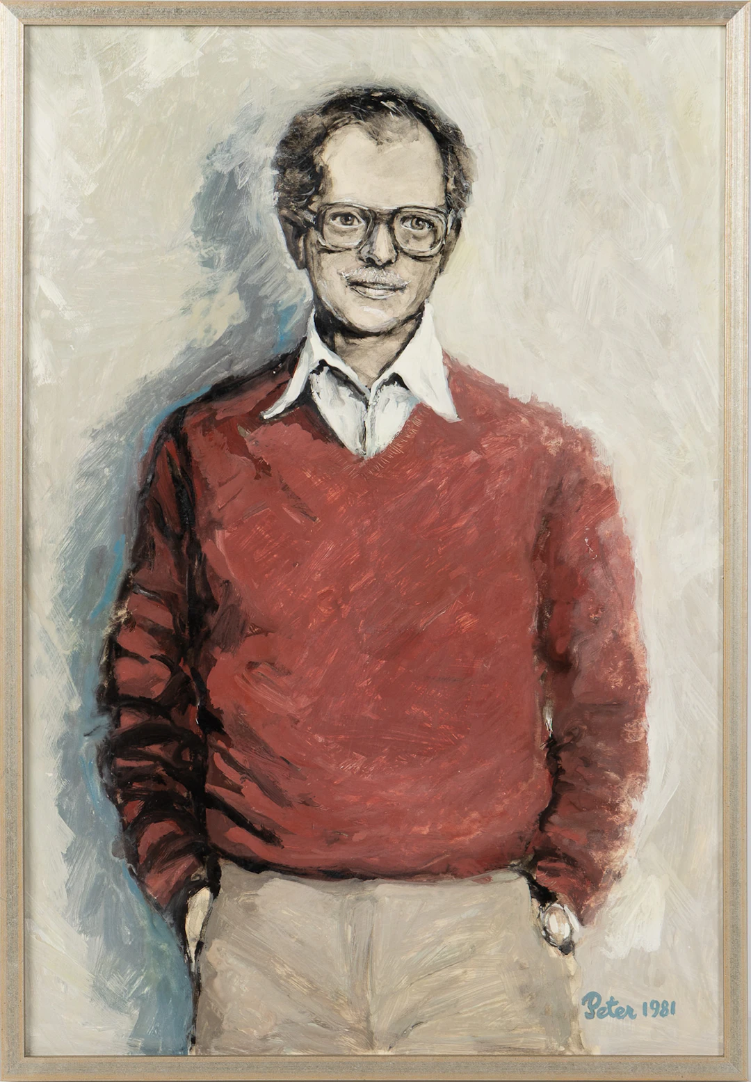 IVAN PETERSSON. Självporträtt, olja på pannå, signerad, 1981.