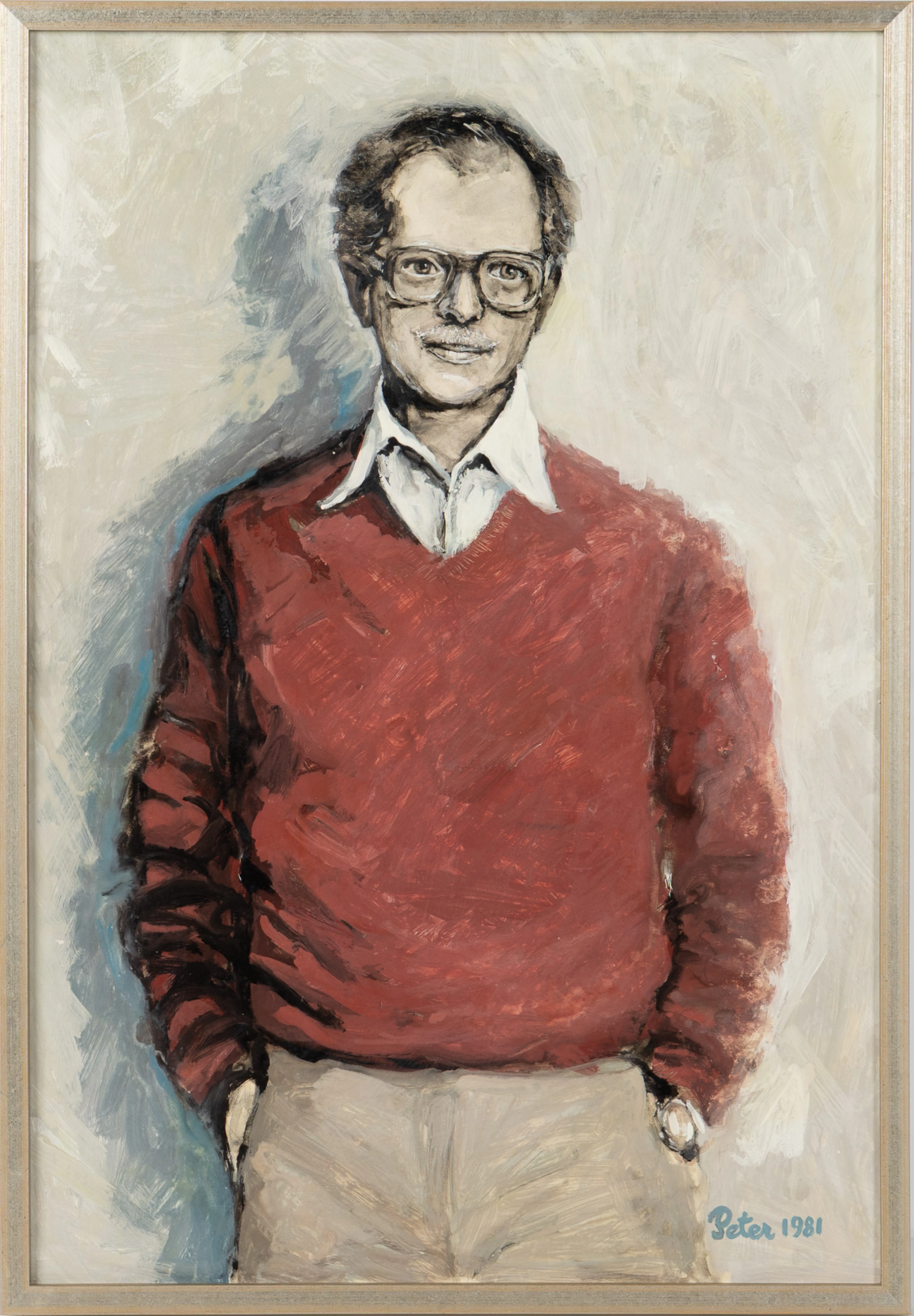 IVAN PETERSSON. Självporträtt, olja på pannå, signerad, 1981.